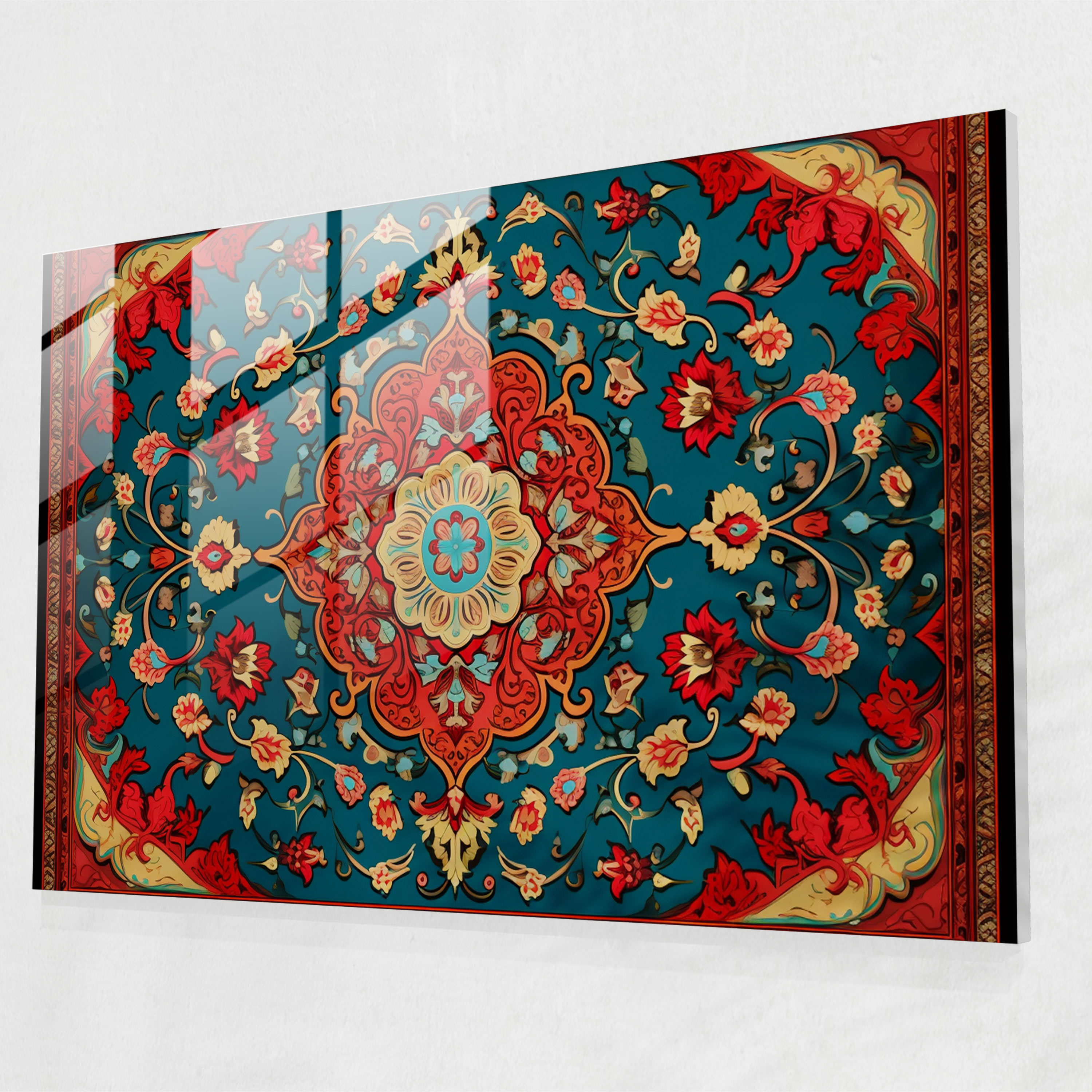 Turkish Carpet Pattern Glass Print - Turkish Carpet, Wall Decoration, Intricate Details, Glass Wall Art