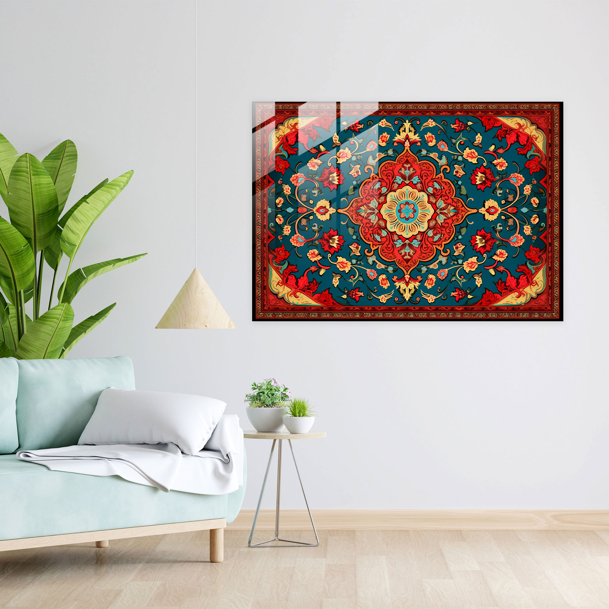 Turkish Carpet Pattern Glass Print - Turkish Carpet, Wall Decoration, Intricate Details, Glass Wall Art