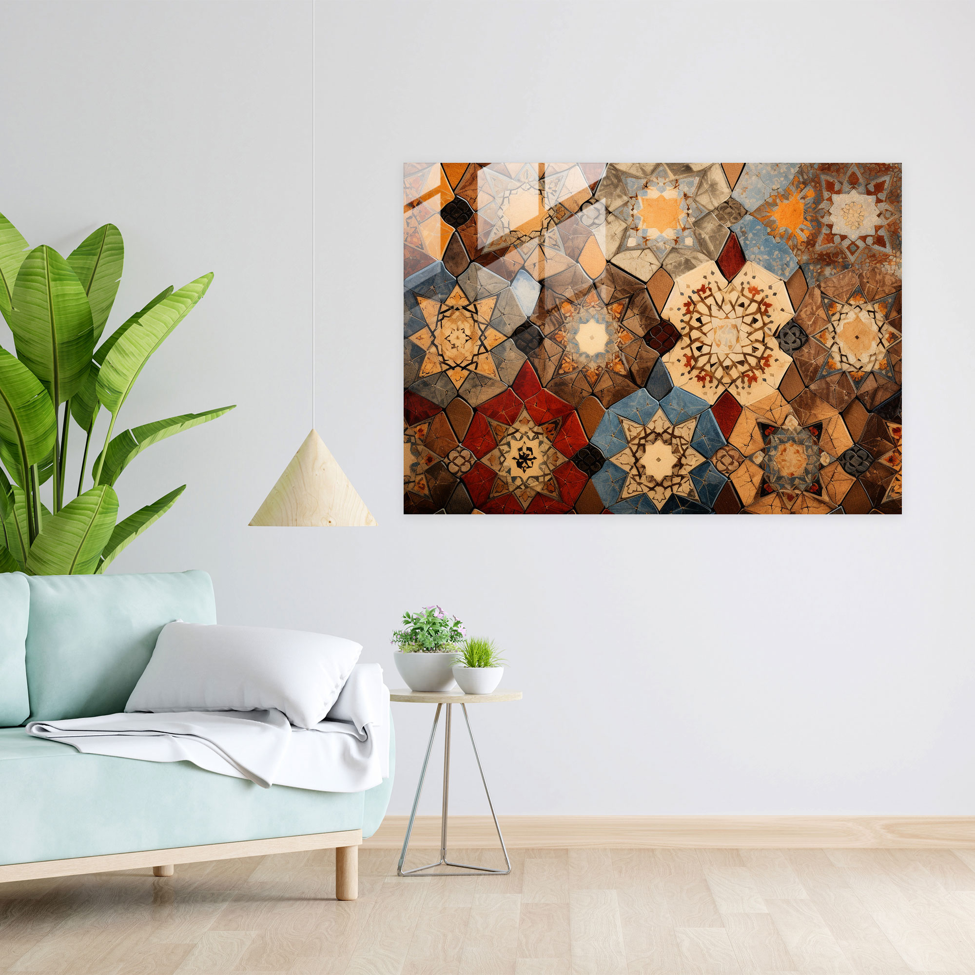 Turkish Carpet Pattern Glass Wall Art - Turkish Carpet, Glass Wall Art, Turkish Carpet Pattern, Home Decoration