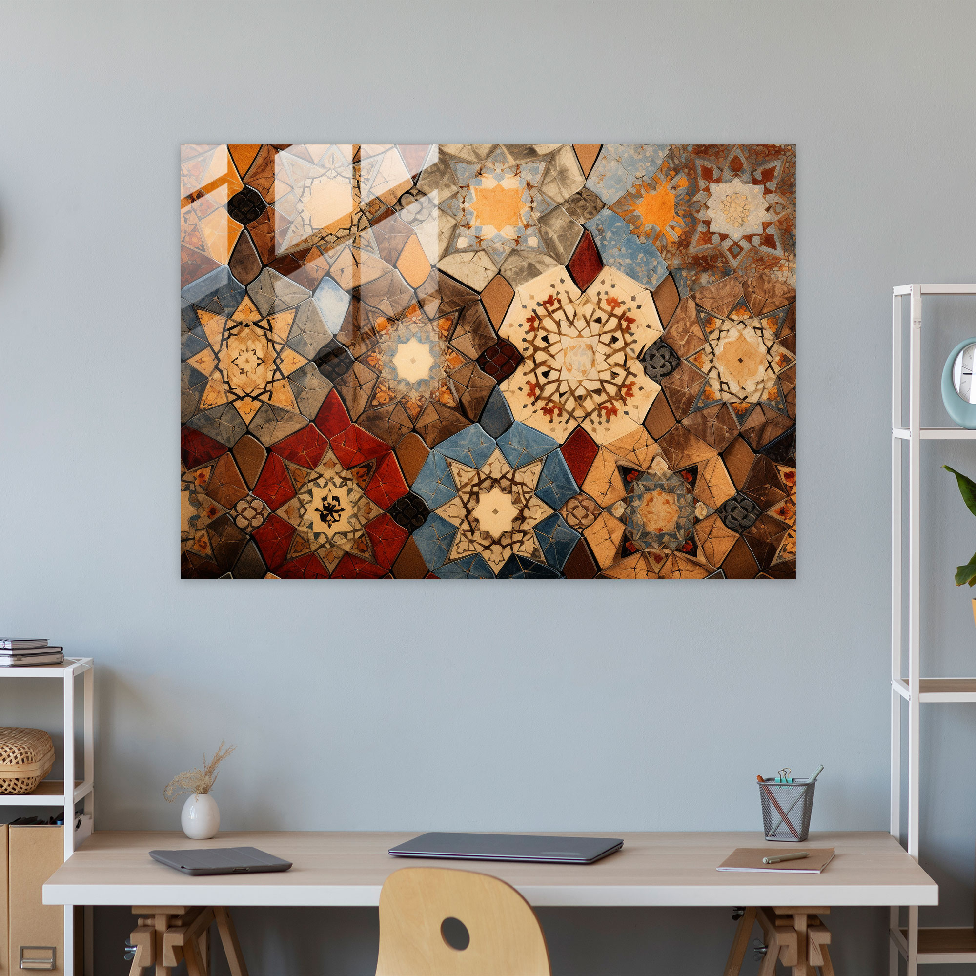 Turkish Carpet Pattern Glass Wall Art - Turkish Carpet, Glass Wall Art, Turkish Carpet Pattern, Home Decoration