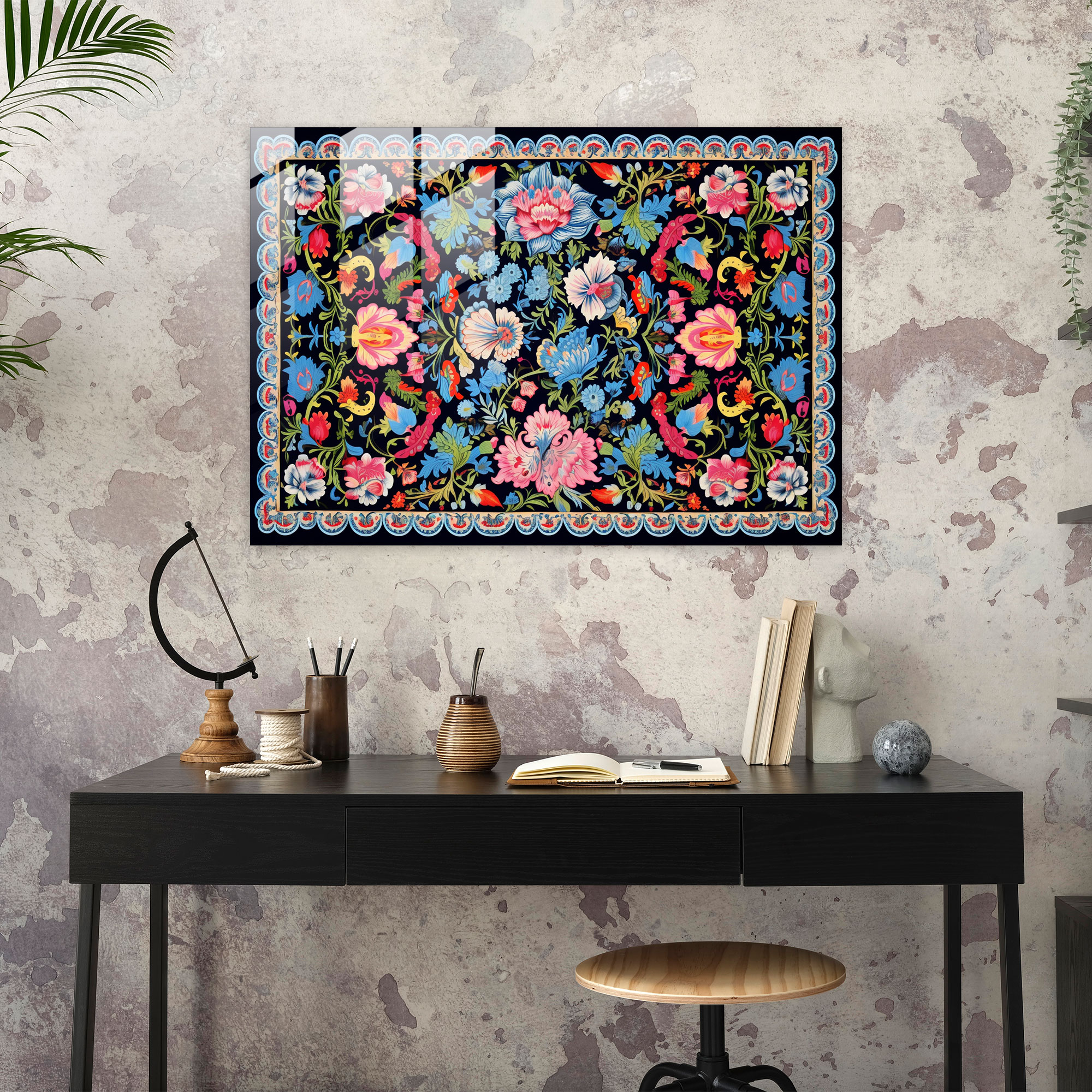 Turkish Carpet Pattern Home Decoration - Turkish Carpet, Glass Wall Art, Glass Art, Glass Print