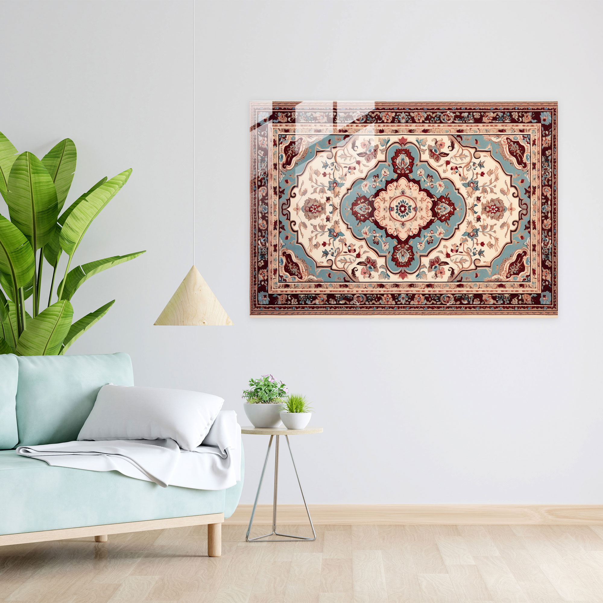 Turkish Carpet Pattern Glass Print - Turkish Carpet, Home Decoration, Turkish Carpet Pattern, Glass Art