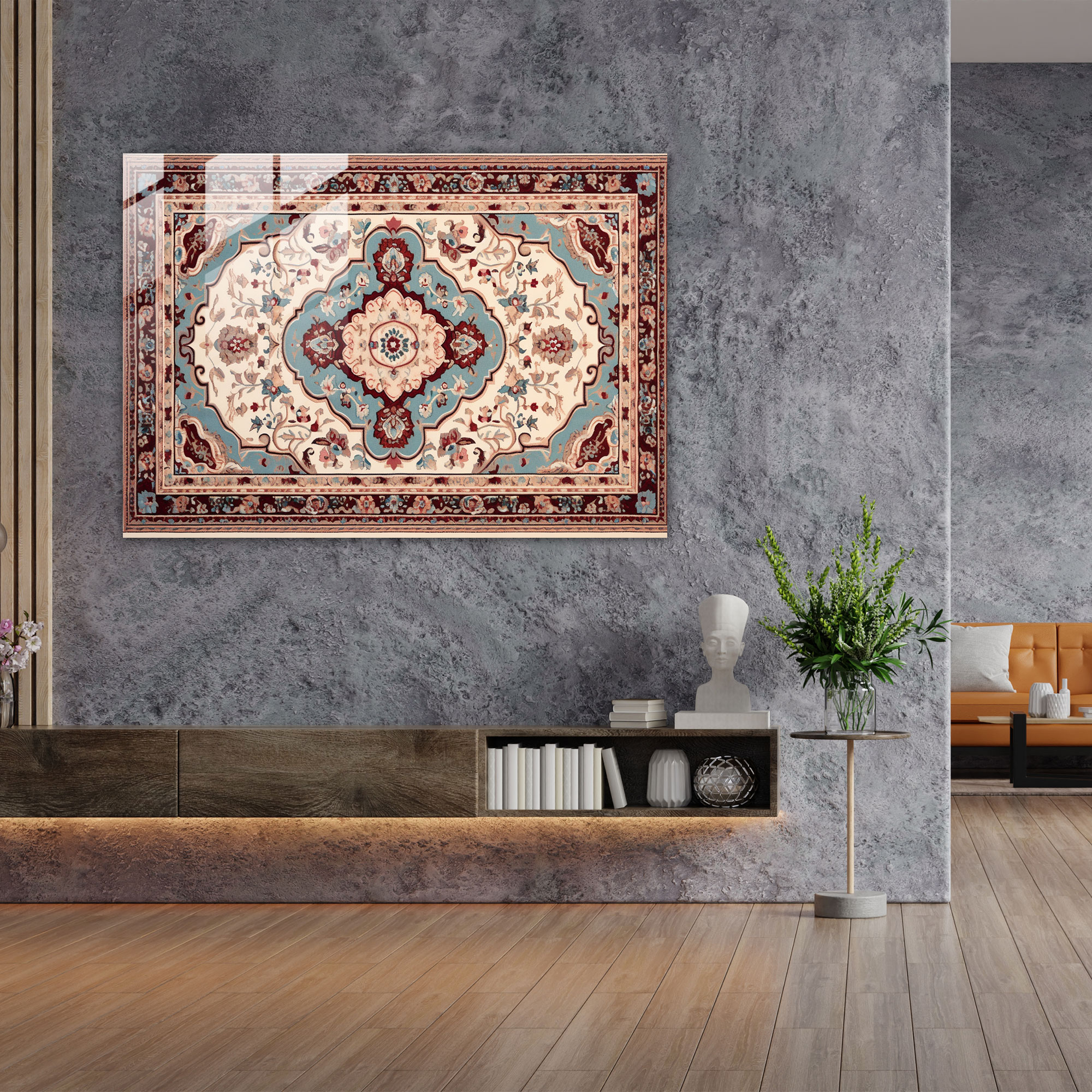 Turkish Carpet Pattern Glass Print - Turkish Carpet, Home Decoration, Turkish Carpet Pattern, Glass Art