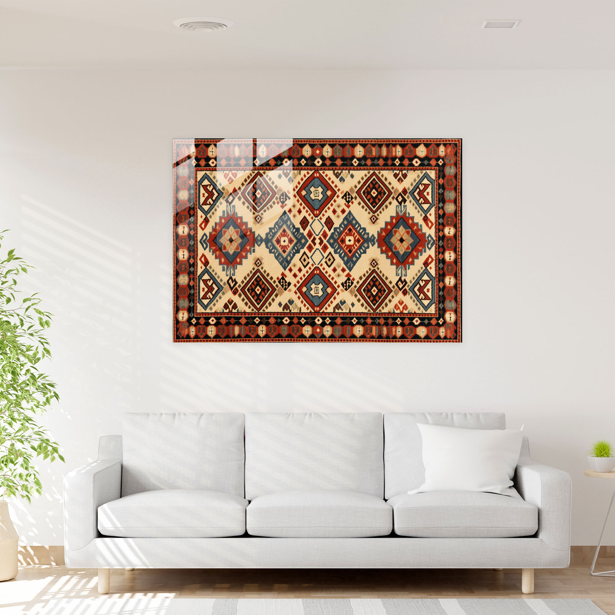 Turkish Carpet Pattern Glass Wall Art - Turkish Carpet, Glass Wall Art, Glass Art, Turkish Carpet Pattern