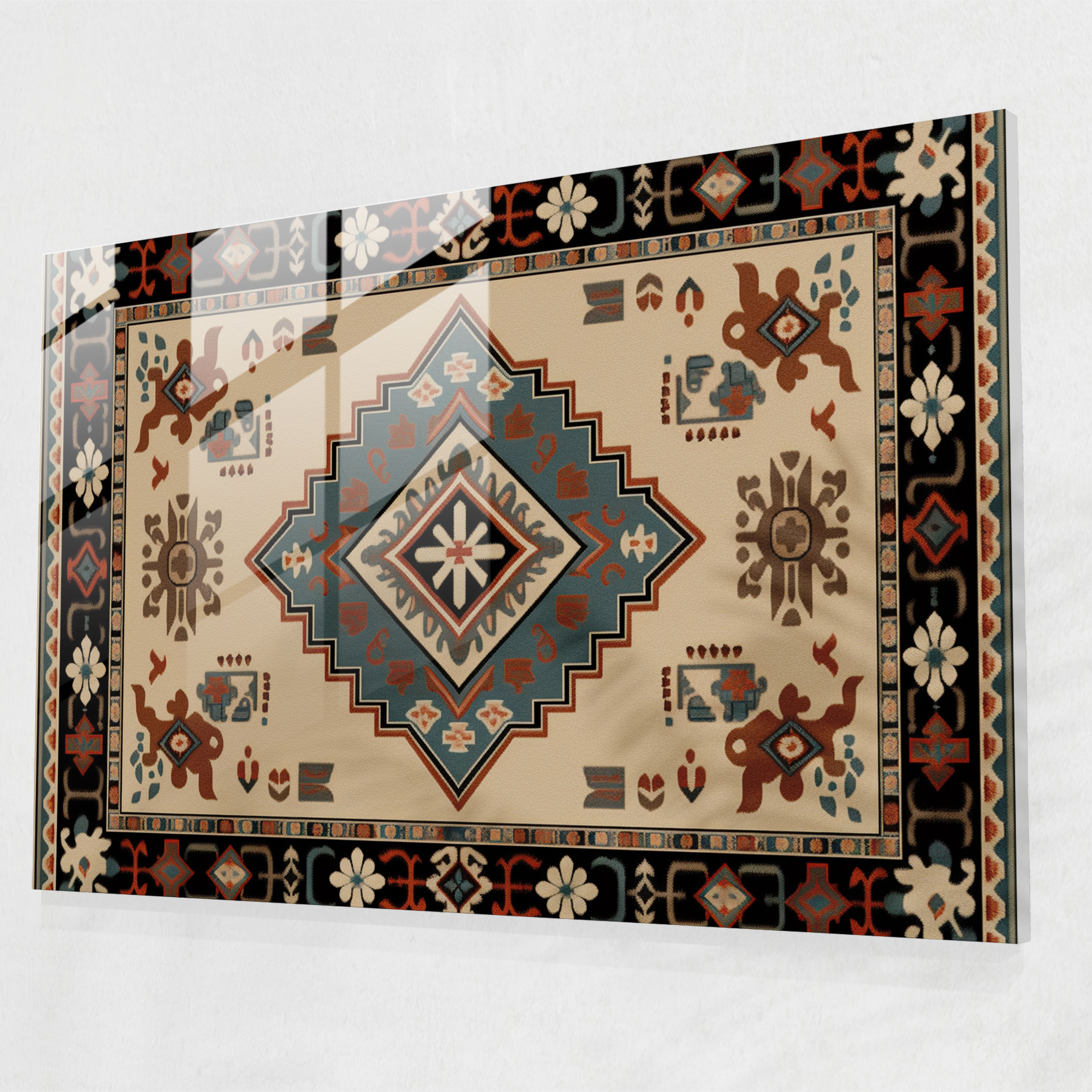 Turkish Carpet Glass Wall Art - Turkish Carpet, Glass Art, Home Decoration, Turkish Carpet Pattern