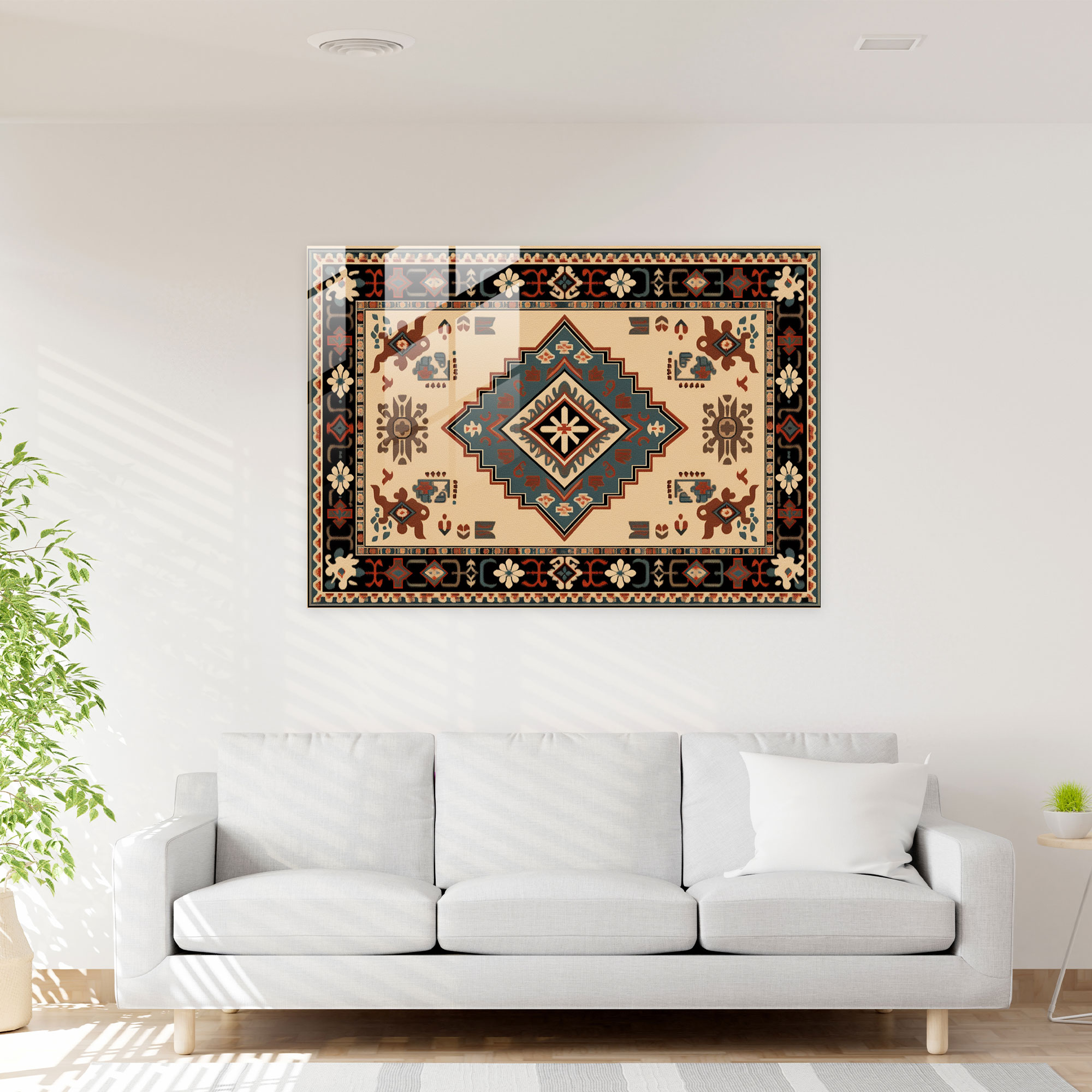 Turkish Carpet Glass Wall Art - Turkish Carpet, Glass Art, Home Decoration, Turkish Carpet Pattern
