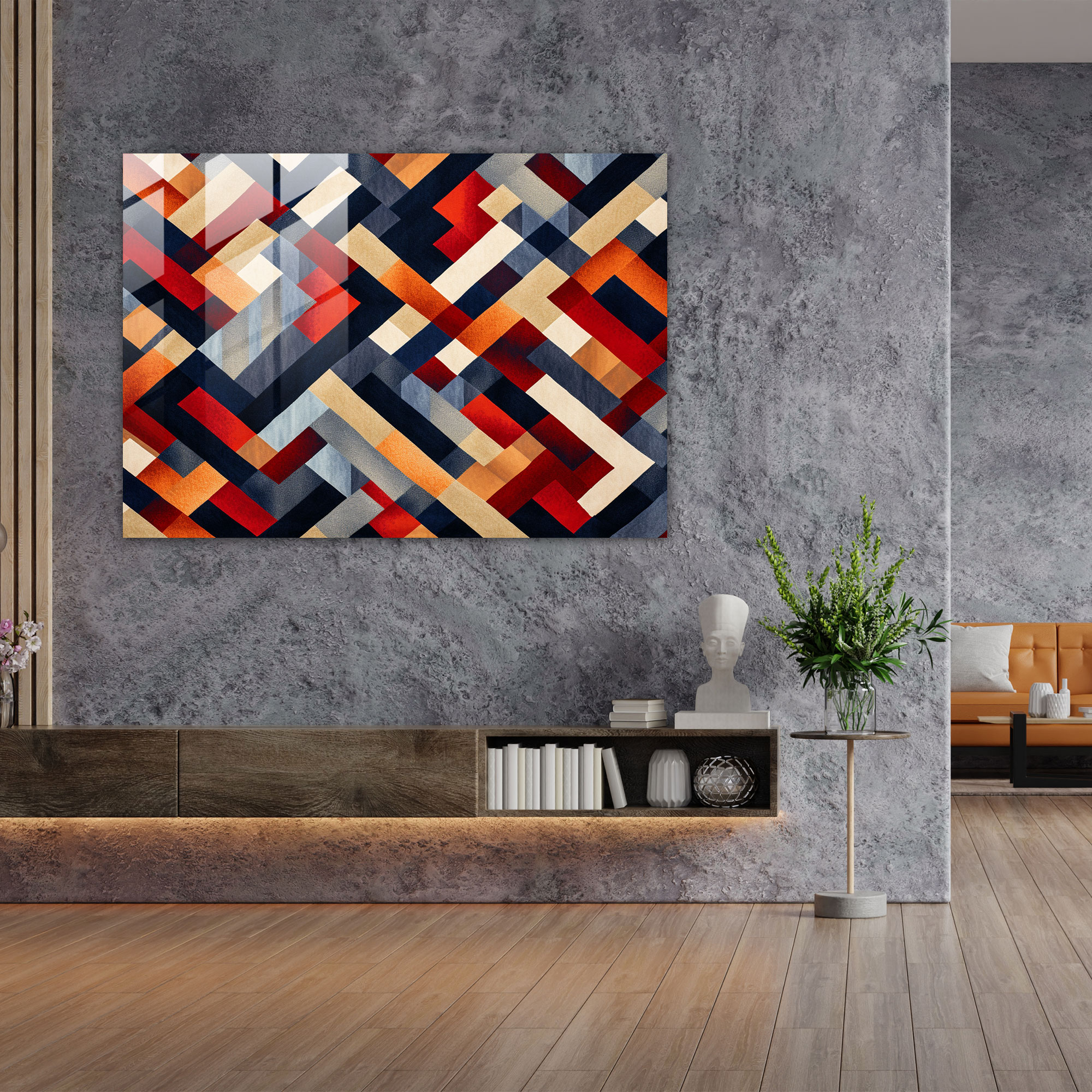 Geometric Turkish Carpet Glass Print - Turkish Carpet, Mesmerizing, Wall Decoration, Turkish Carpet Pattern