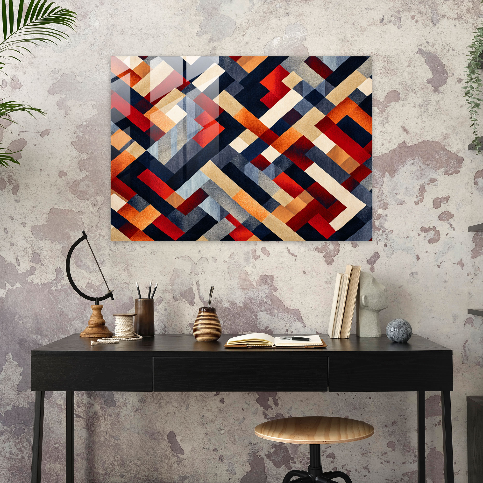 Geometric Turkish Carpet Glass Print - Turkish Carpet, Mesmerizing, Wall Decoration, Turkish Carpet Pattern