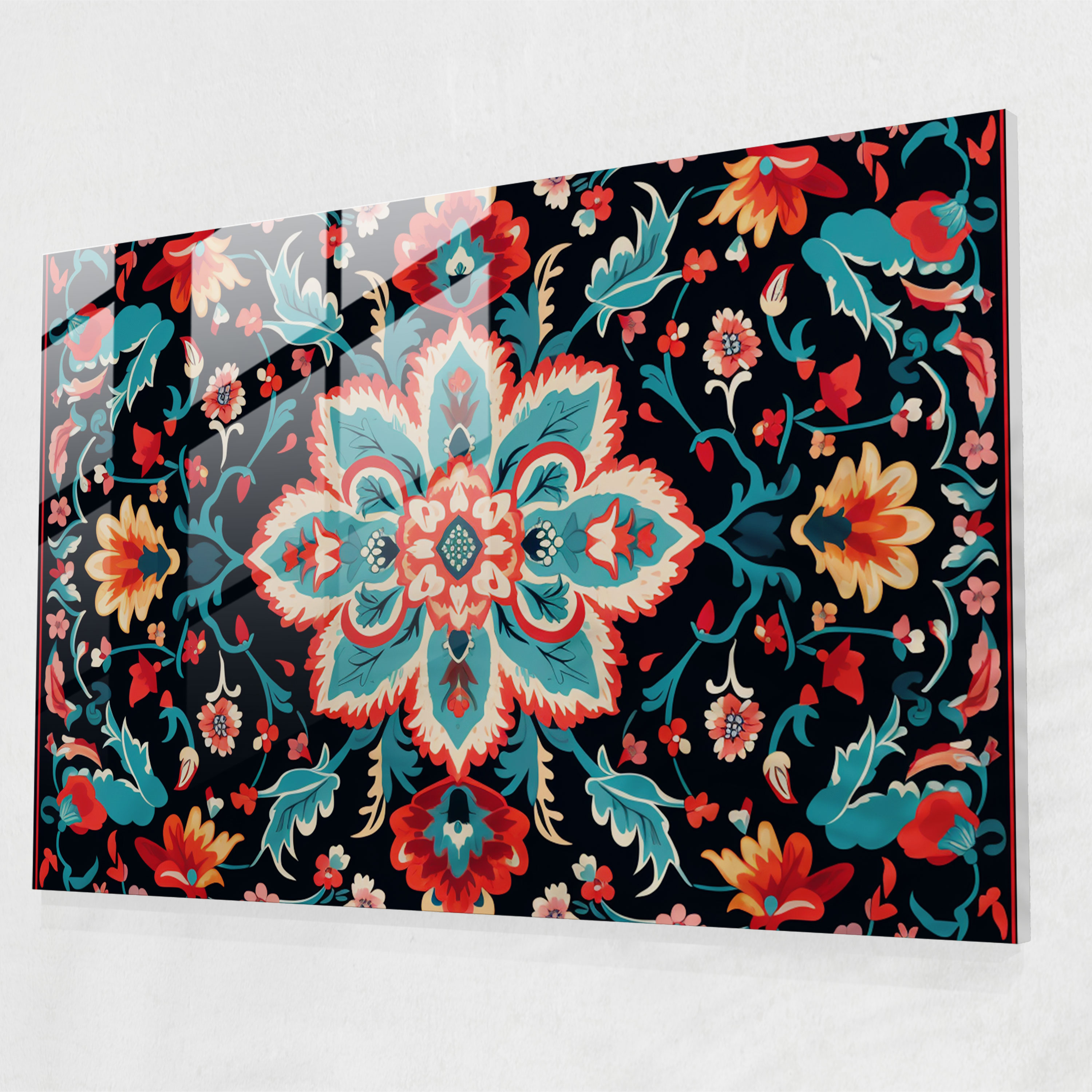 Contemporary Twist Turkish Carpet Glass Wall Art - Turkish Carpet, Glass Wall Art, Home Decoration, Sleek Design