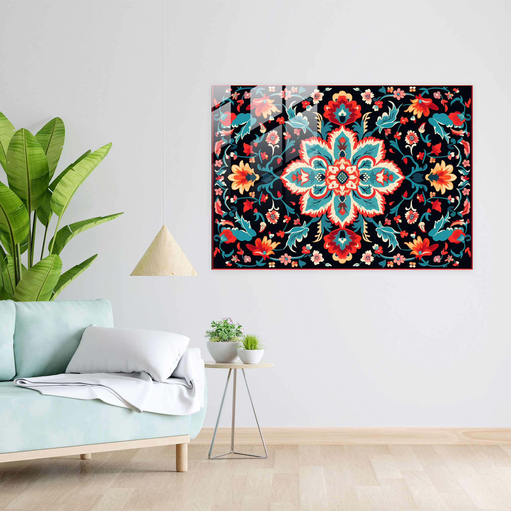 Contemporary Twist Turkish Carpet Glass Wall Art - Turkish Carpet, Glass Wall Art, Home Decoration, Sleek Design