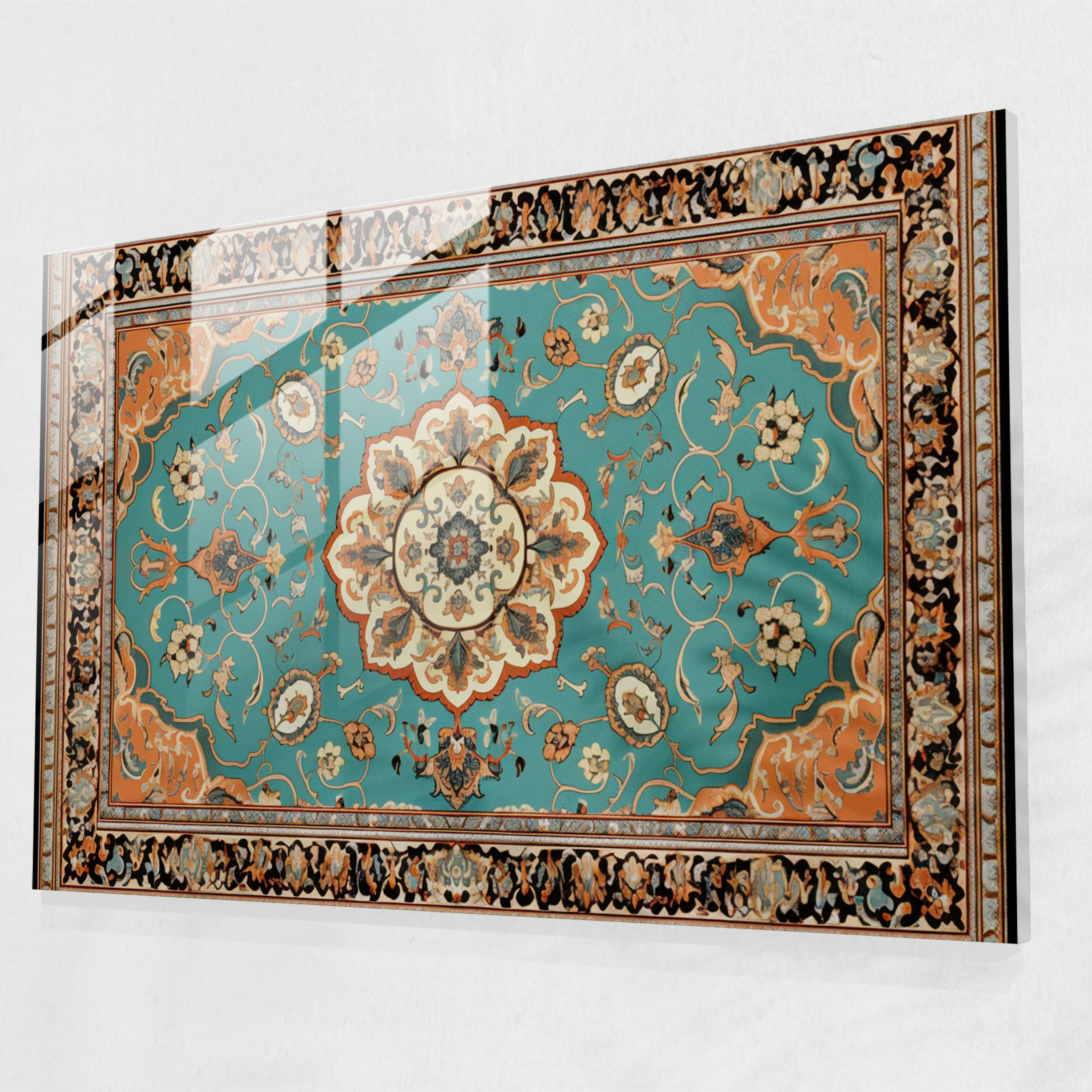 Contemporary Twist Turkish Carpet Glass Print - Turkish Carpet, Wall Decoration, Glass Art, Turkish Carpet Pattern