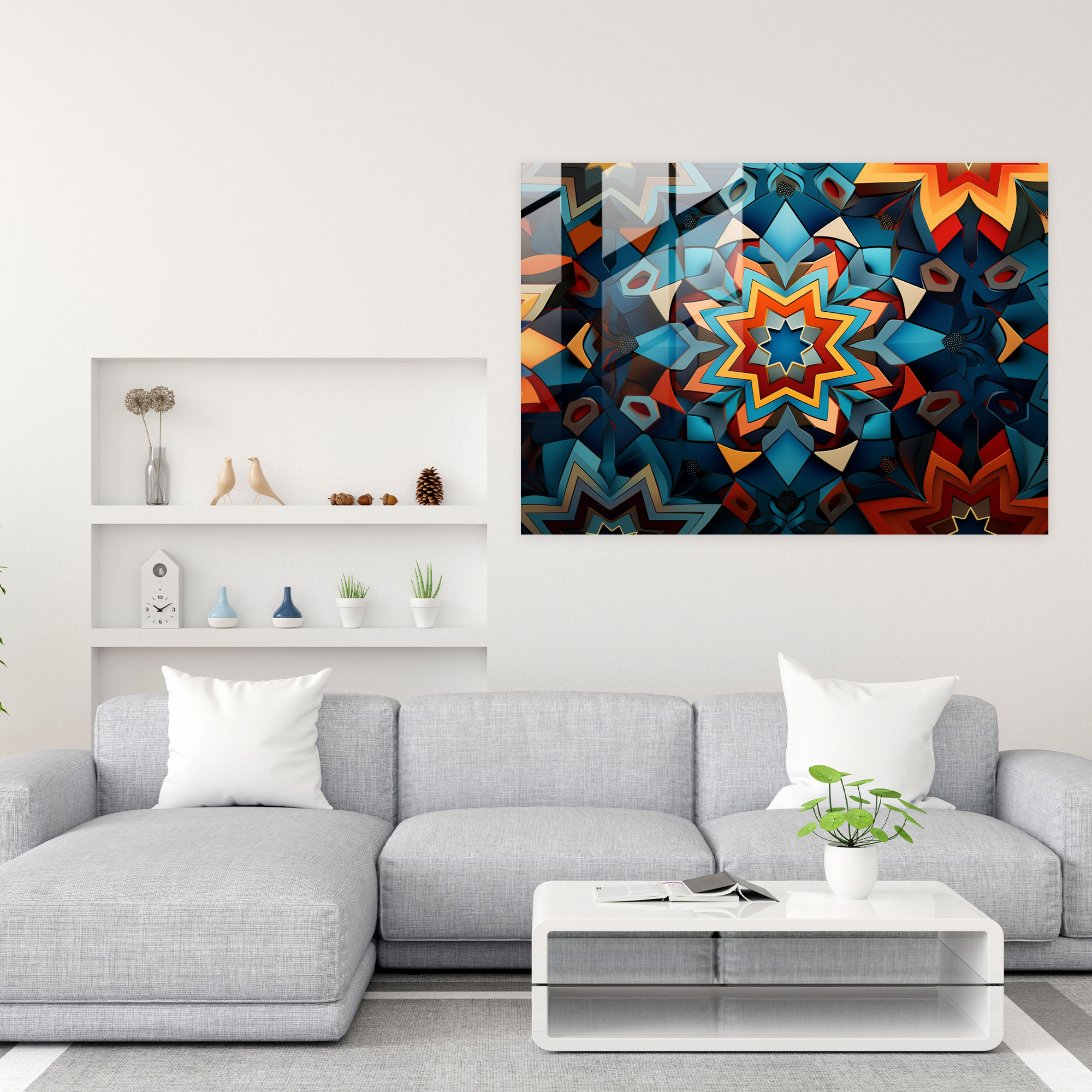 Turkish Carpet Glass Print - Turkish Carpet, Wall Decoration, Home Decoration, Glass Wall Art