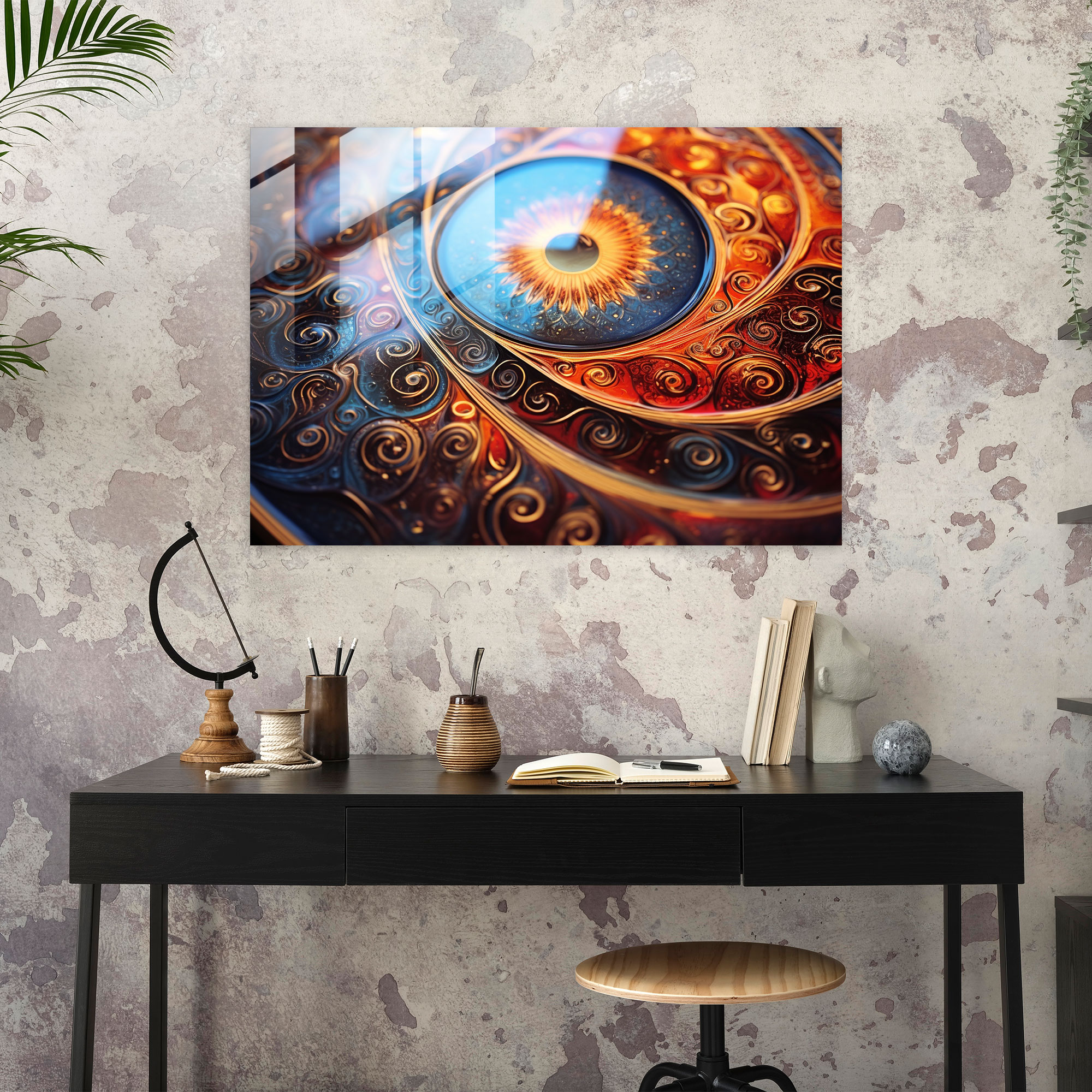 Turkish Carpet Inspired Glass Art - Turkish Carpet, Glass Print, Glass Art, Home Decoration