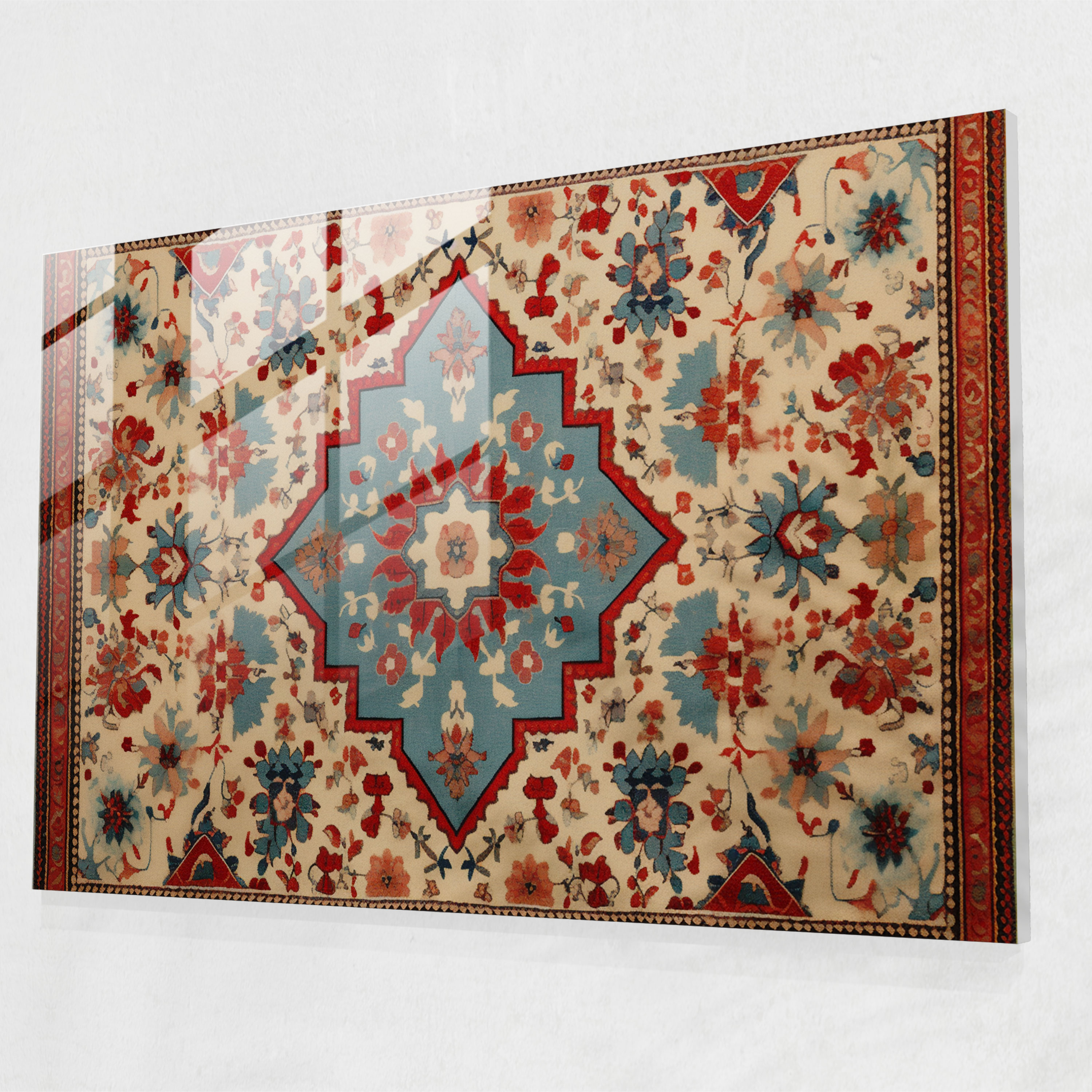 Turkish Carpet Nostalgia Glass Print - Turkish Carpet, Wall Decoration, Glass Art, Glass Wall Art
