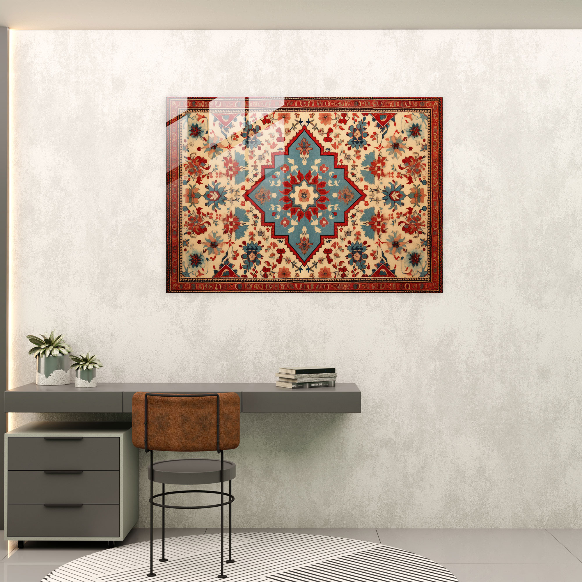 Turkish Carpet Nostalgia Glass Print - Turkish Carpet, Wall Decoration, Glass Art, Glass Wall Art
