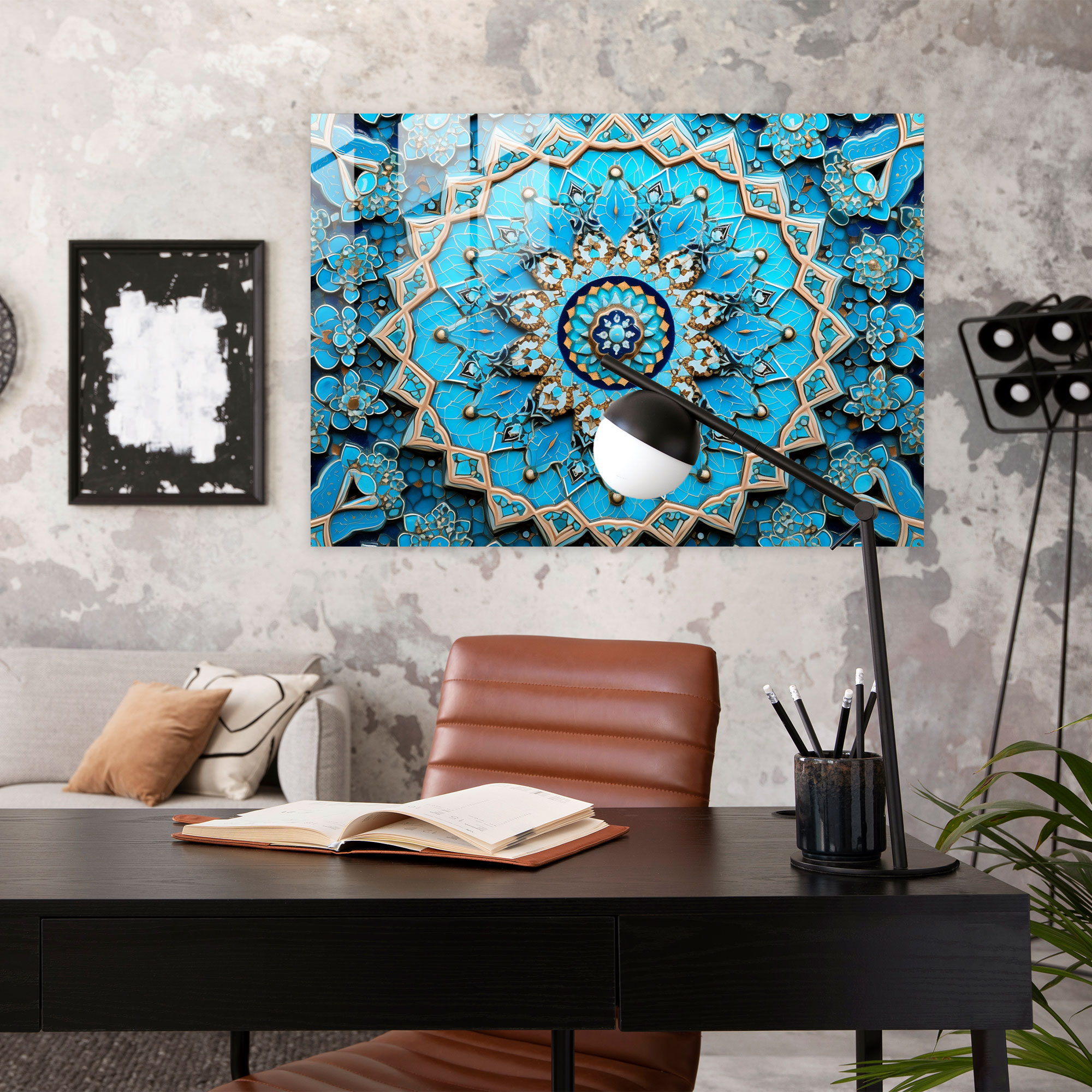 Turkish Arabesque Glass Print - Turkish Carpet, Glass Wall Art, Glass Print, Arabesque Patterns