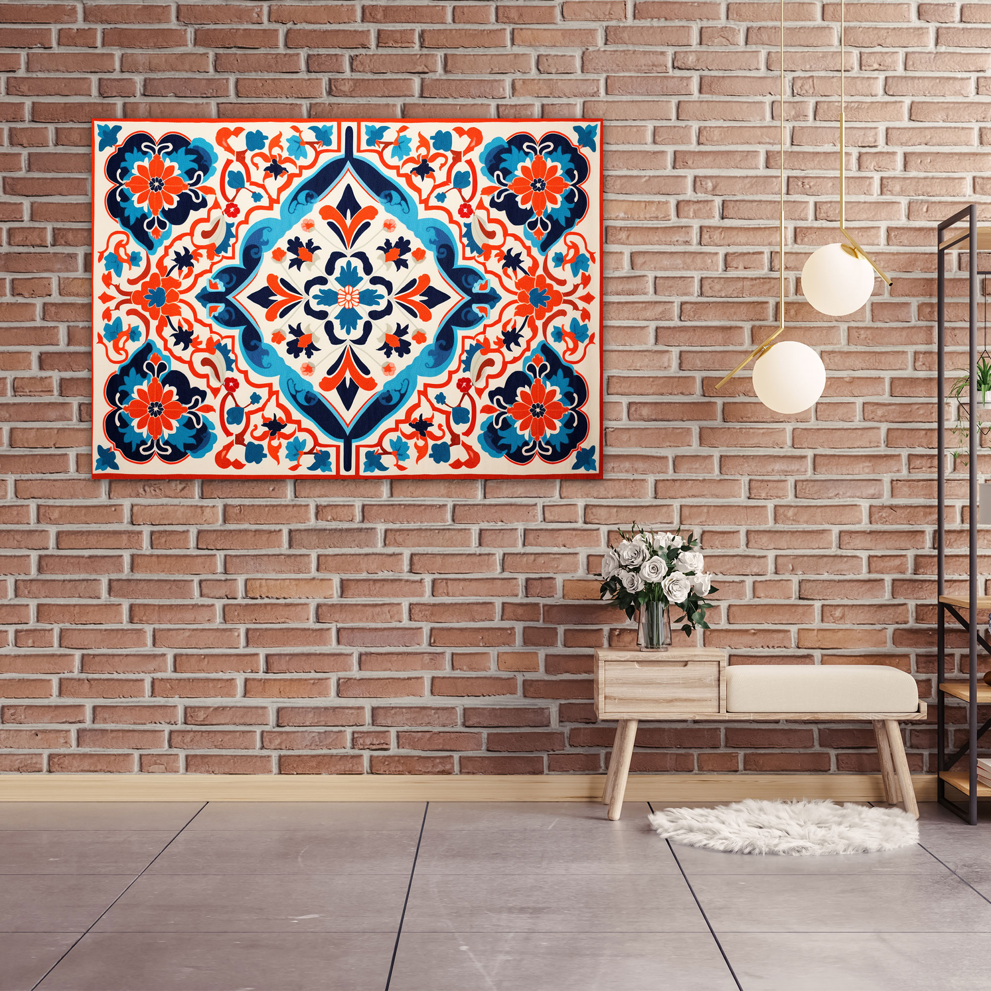 Turkish Carpet Pattern Canvas Print - Turkish Carpet, Traditional Motifs, Wall Decoration, Canvas Wall Art