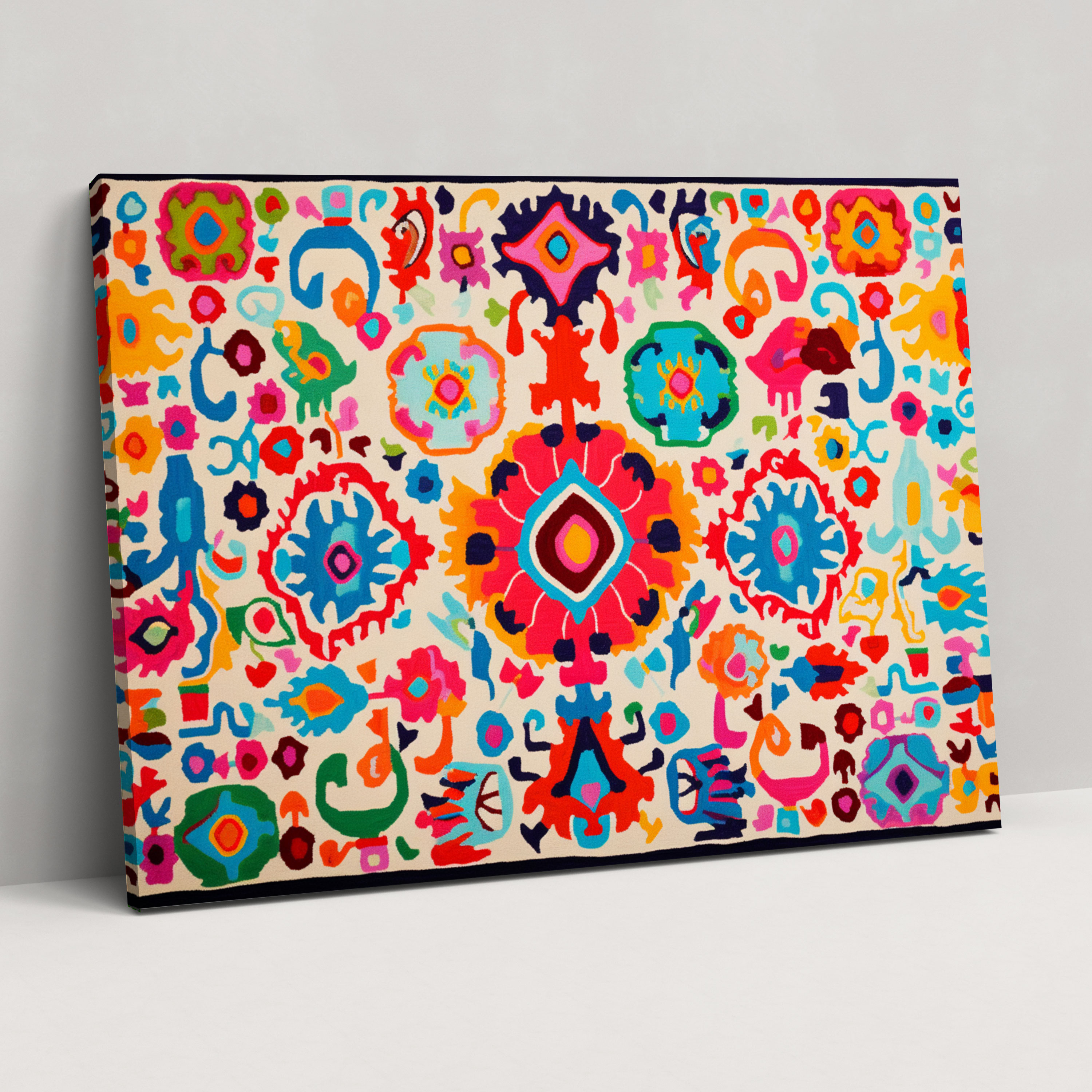 Playful Turkish Carpet Pattern Canvas Print - Turkish Carpet, Wall Decoration, Wall Art, Canvas Print