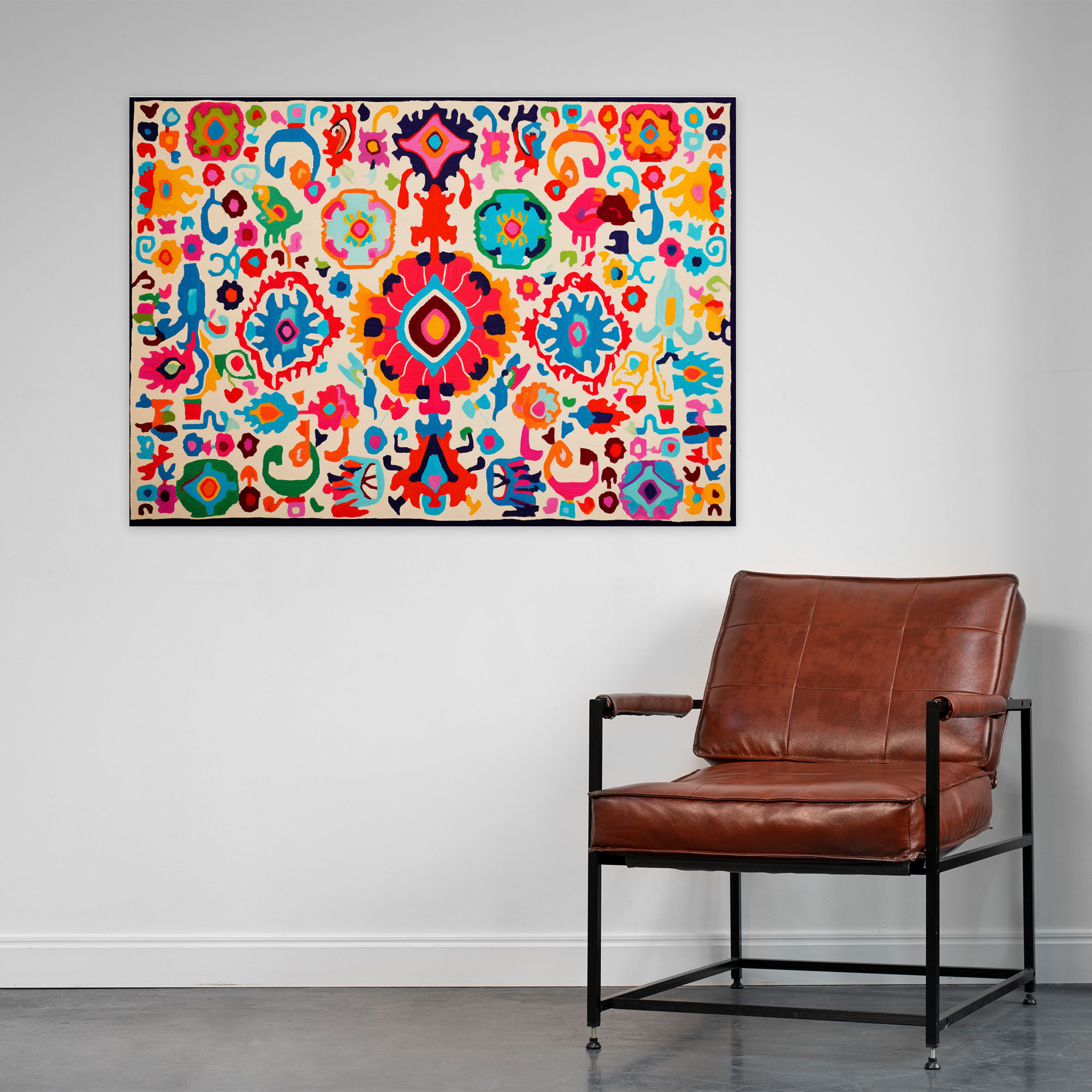 Playful Turkish Carpet Pattern Canvas Print - Turkish Carpet, Wall Decoration, Wall Art, Canvas Print