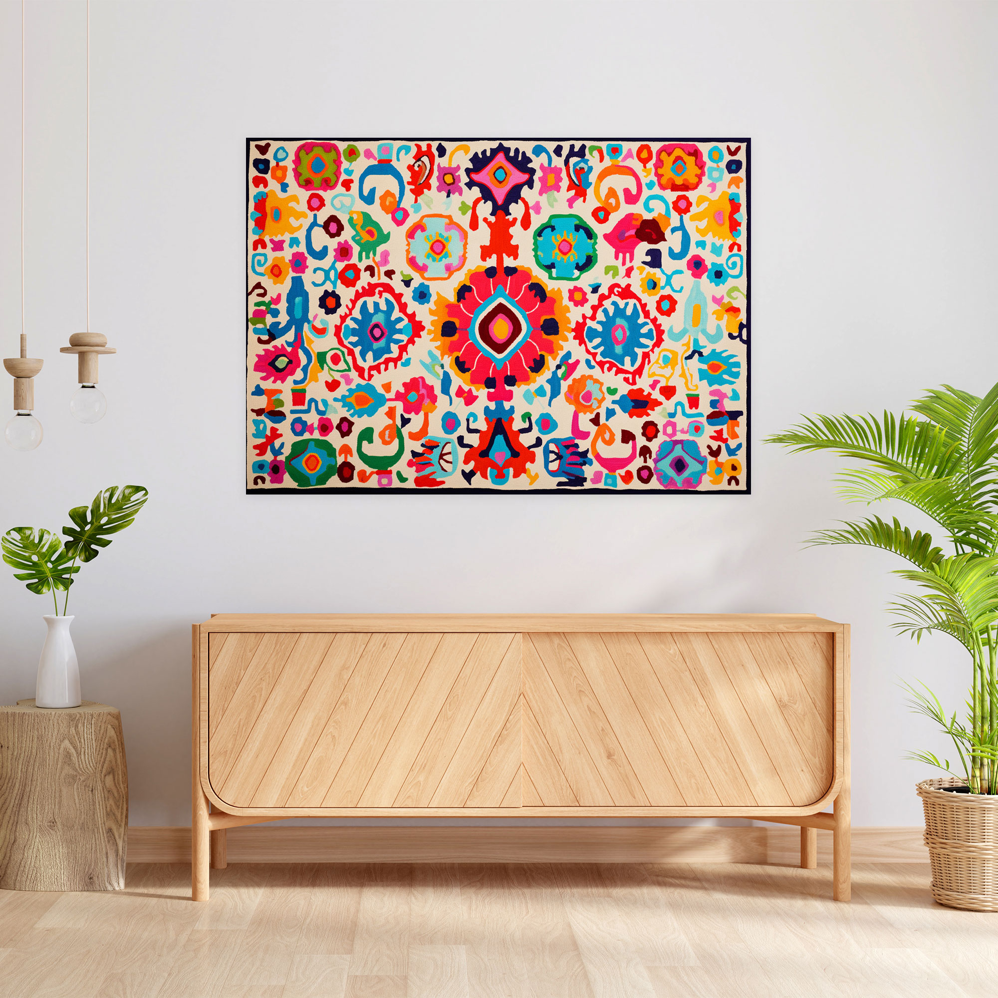 Playful Turkish Carpet Pattern Canvas Print - Turkish Carpet, Wall Decoration, Wall Art, Canvas Print