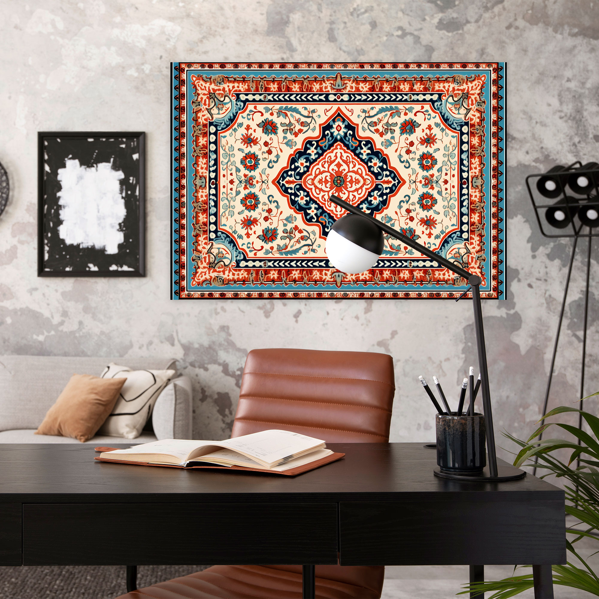 Dynamic Turkish Carpet Pattern Wall Decoration - Turkish Carpet, Wall Decoration, Home Decoration, Canvas