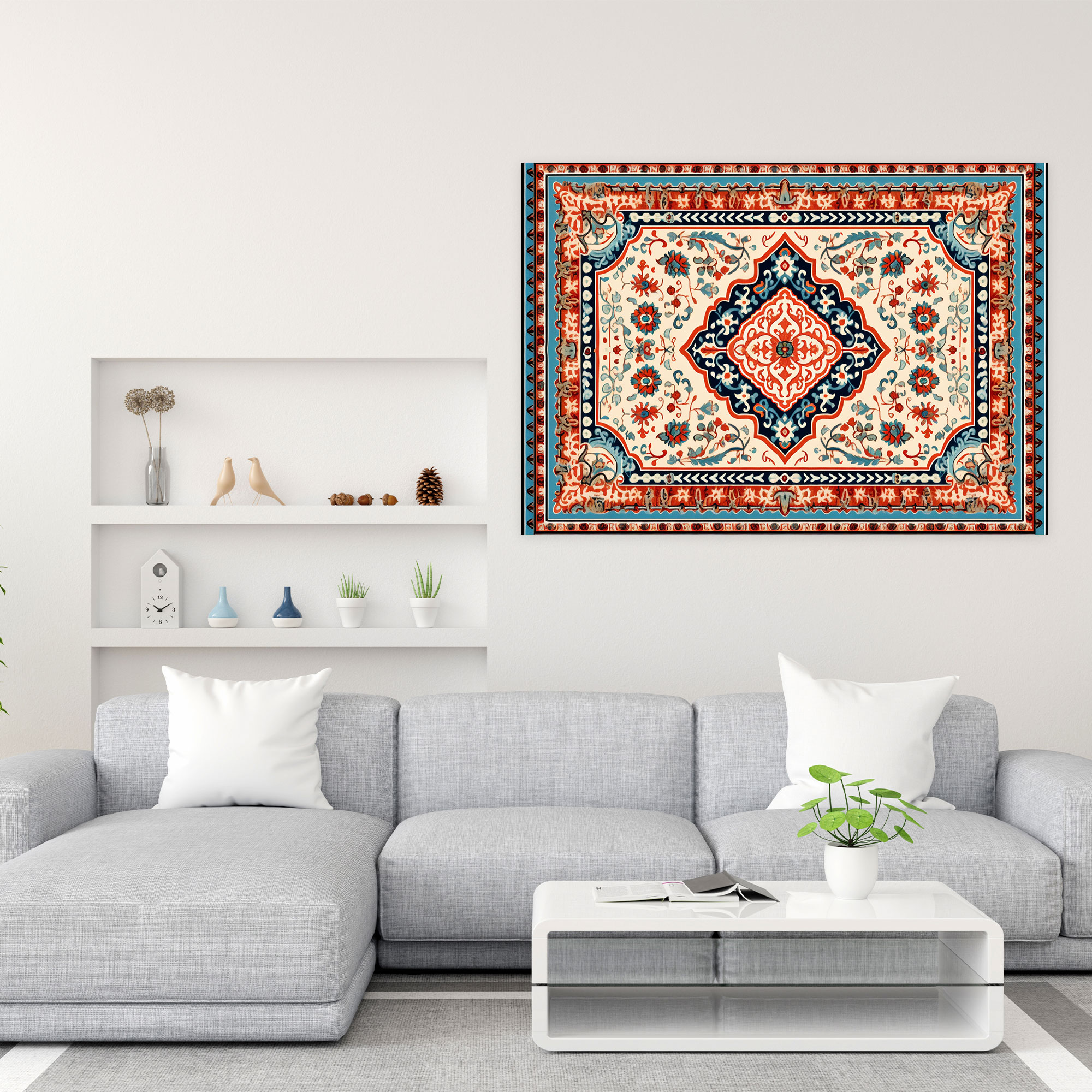 Dynamic Turkish Carpet Pattern Wall Decoration - Turkish Carpet, Wall Decoration, Home Decoration, Canvas