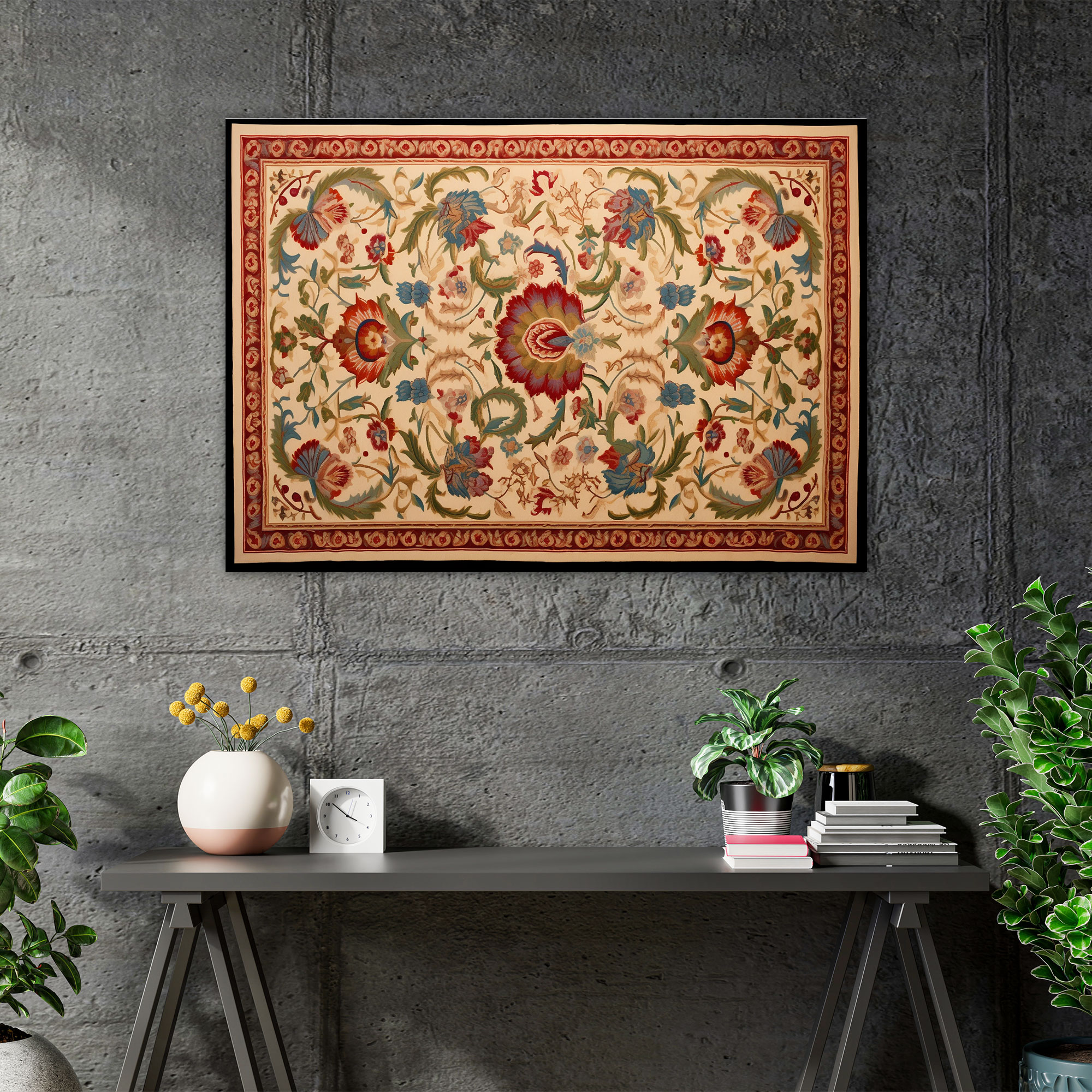 Turkish Carpet Pattern Wall Art - Turkish Carpet, Turkish Carpet Pattern, Floral Motifs, Traditional