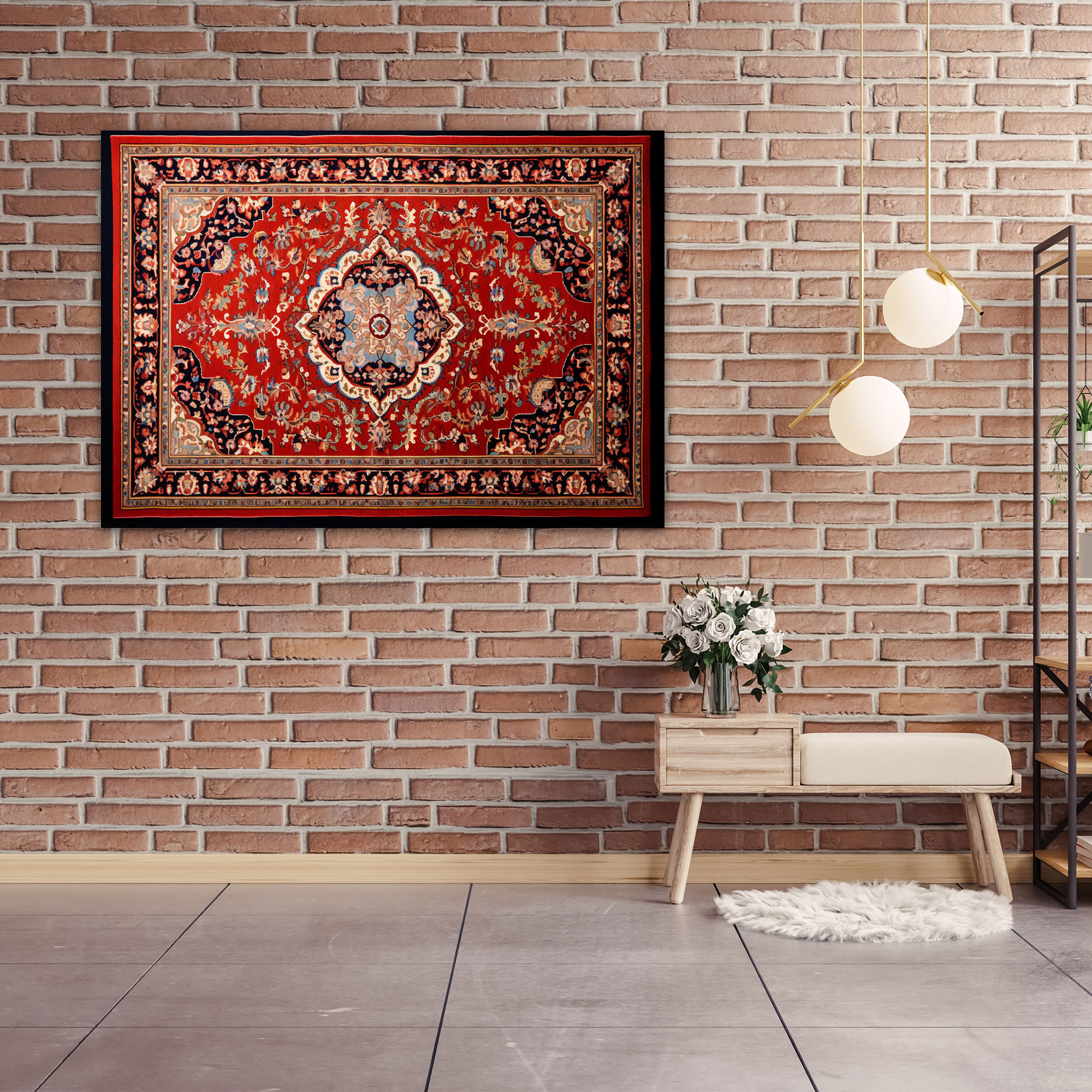 Turkish Carpet Pattern Canvas Print - Turkish Carpet, Floral Motifs, Wall Art, Canvas Print