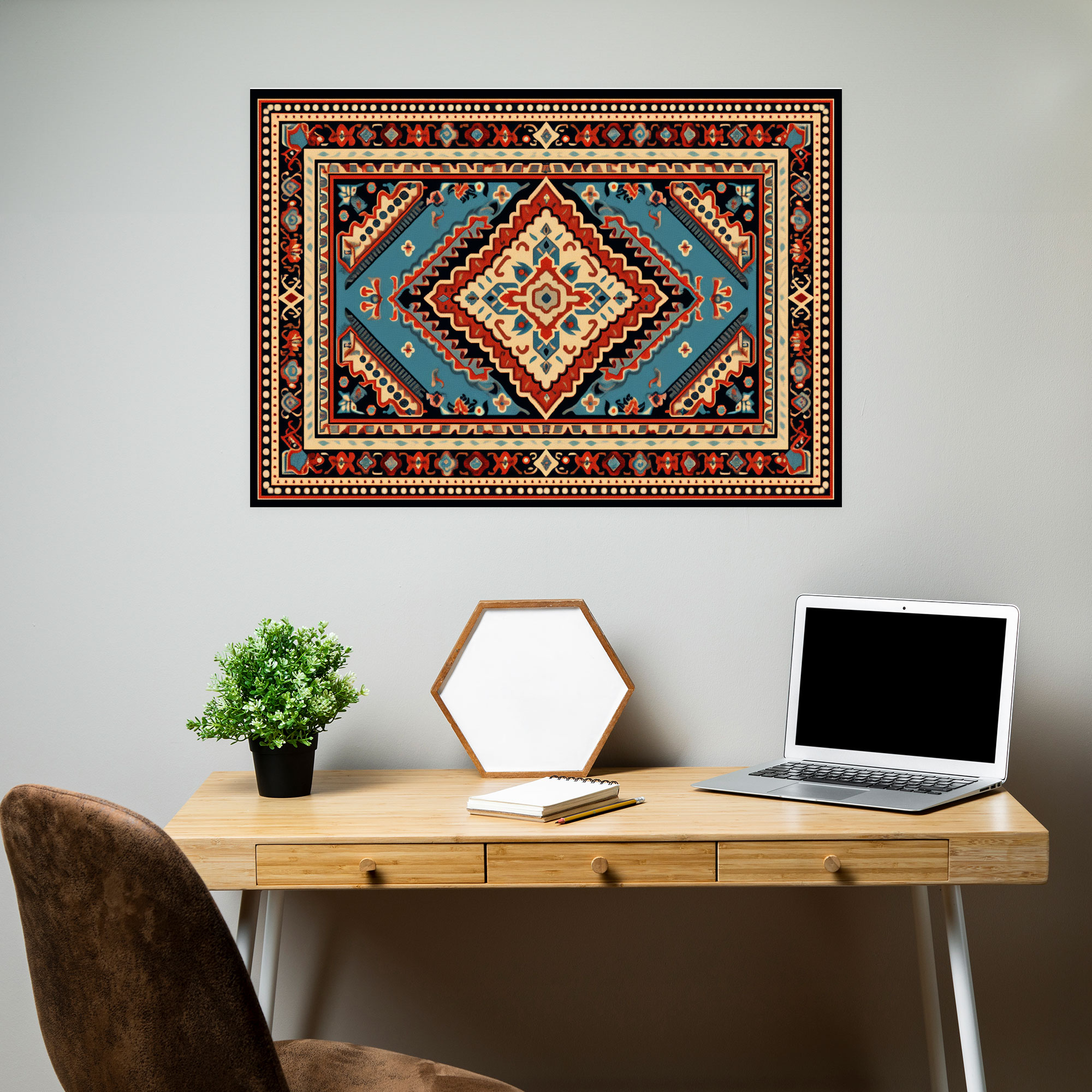 Authentic Turkish Carpet Pattern Wall Art - Turkish Carpet, Authentic Beauty, Turkish Carpet Pattern, Mesmerizing Interplay Of Colors