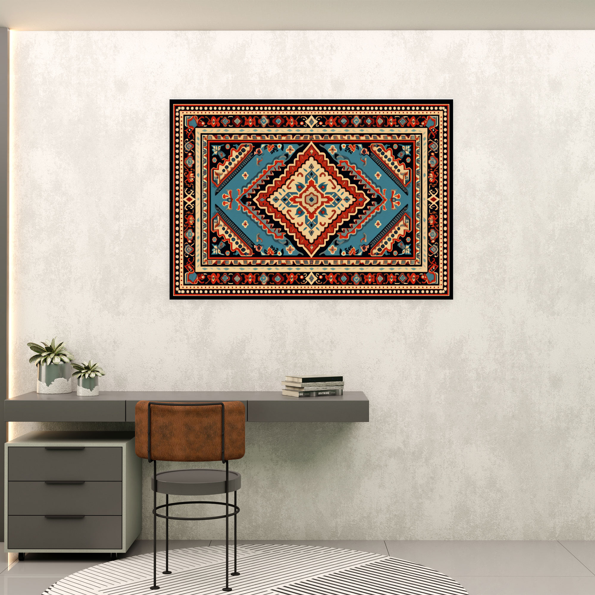 Authentic Turkish Carpet Pattern Wall Art - Turkish Carpet, Authentic Beauty, Turkish Carpet Pattern, Mesmerizing Interplay Of Colors