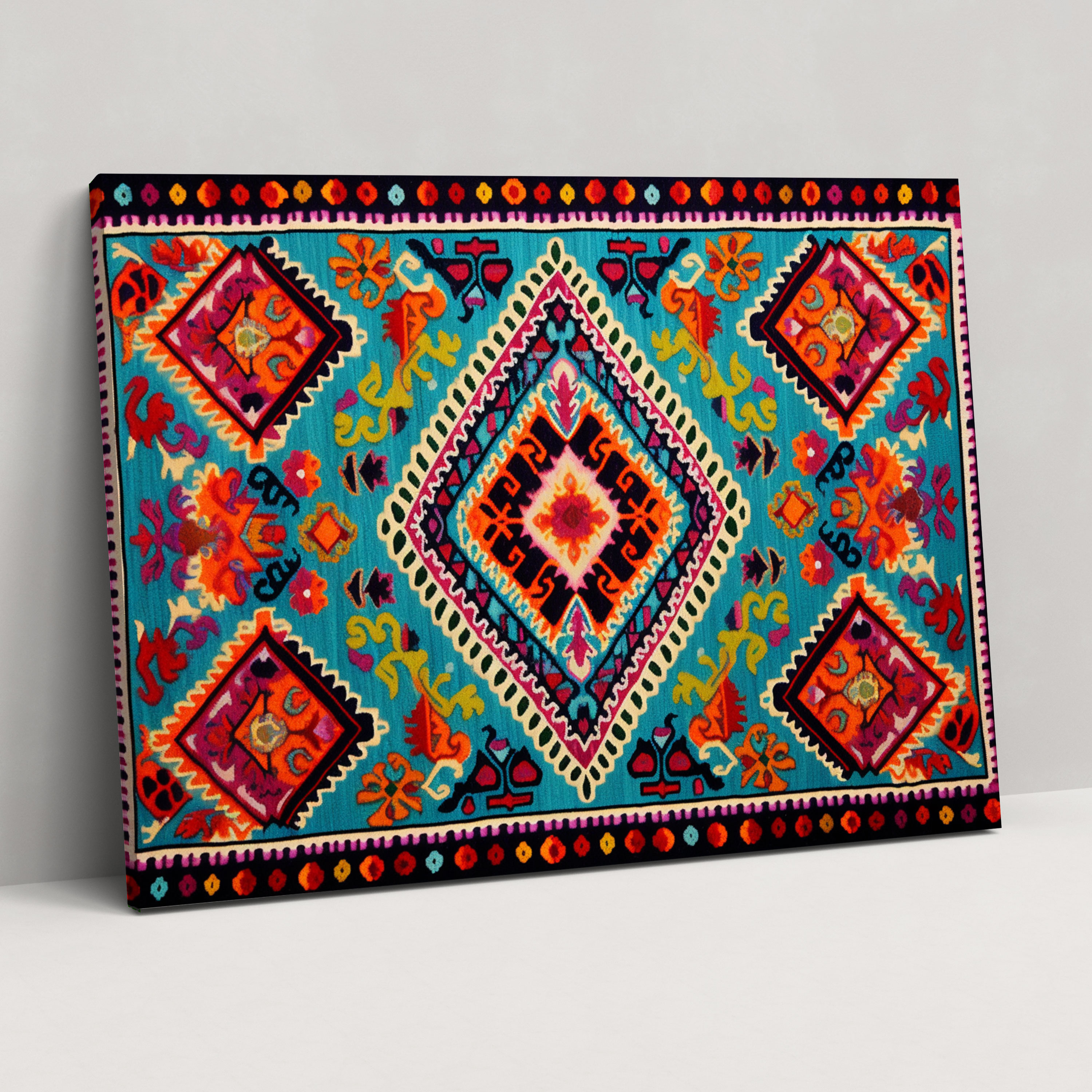 Turkish Carpet Pattern Symphony Canvas Print - Turkish Carpet, Geometric Precision, Canvas Wall Art, Home Decoration
