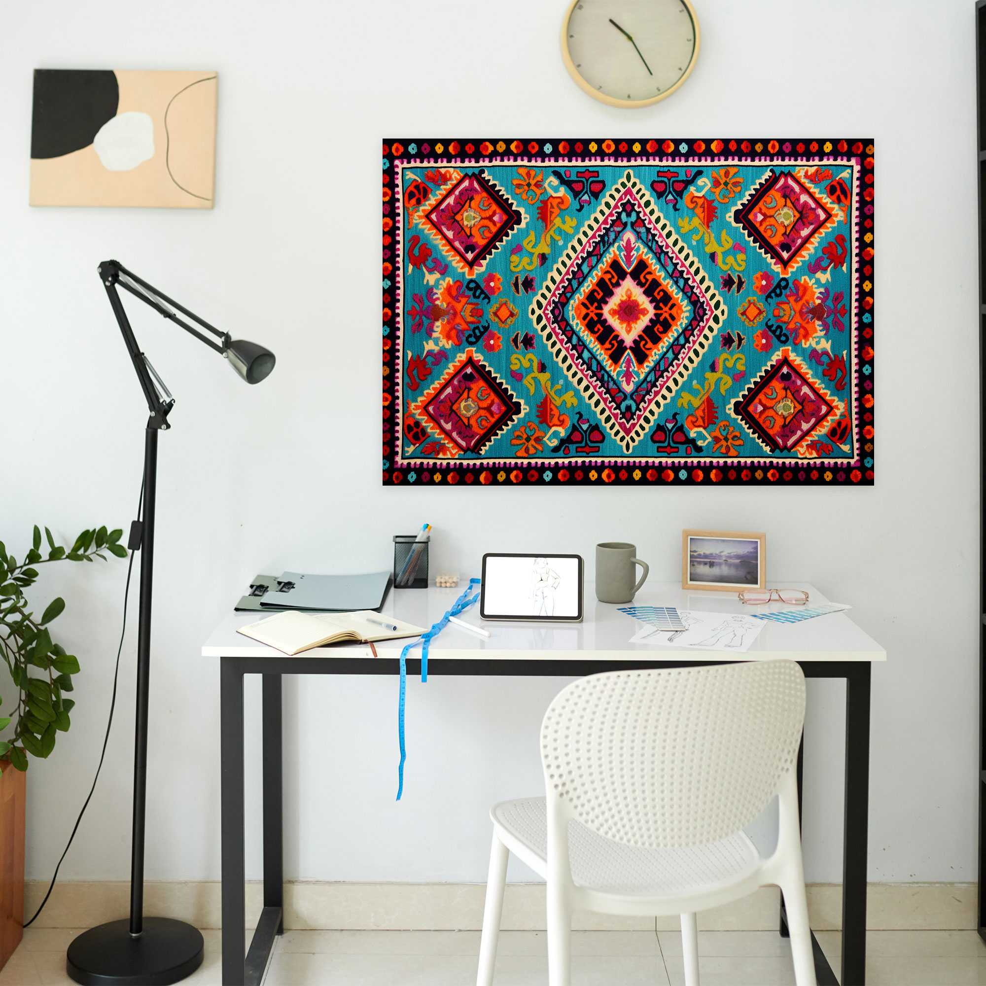 Turkish Carpet Pattern Symphony Canvas Print - Turkish Carpet, Geometric Precision, Canvas Wall Art, Home Decoration