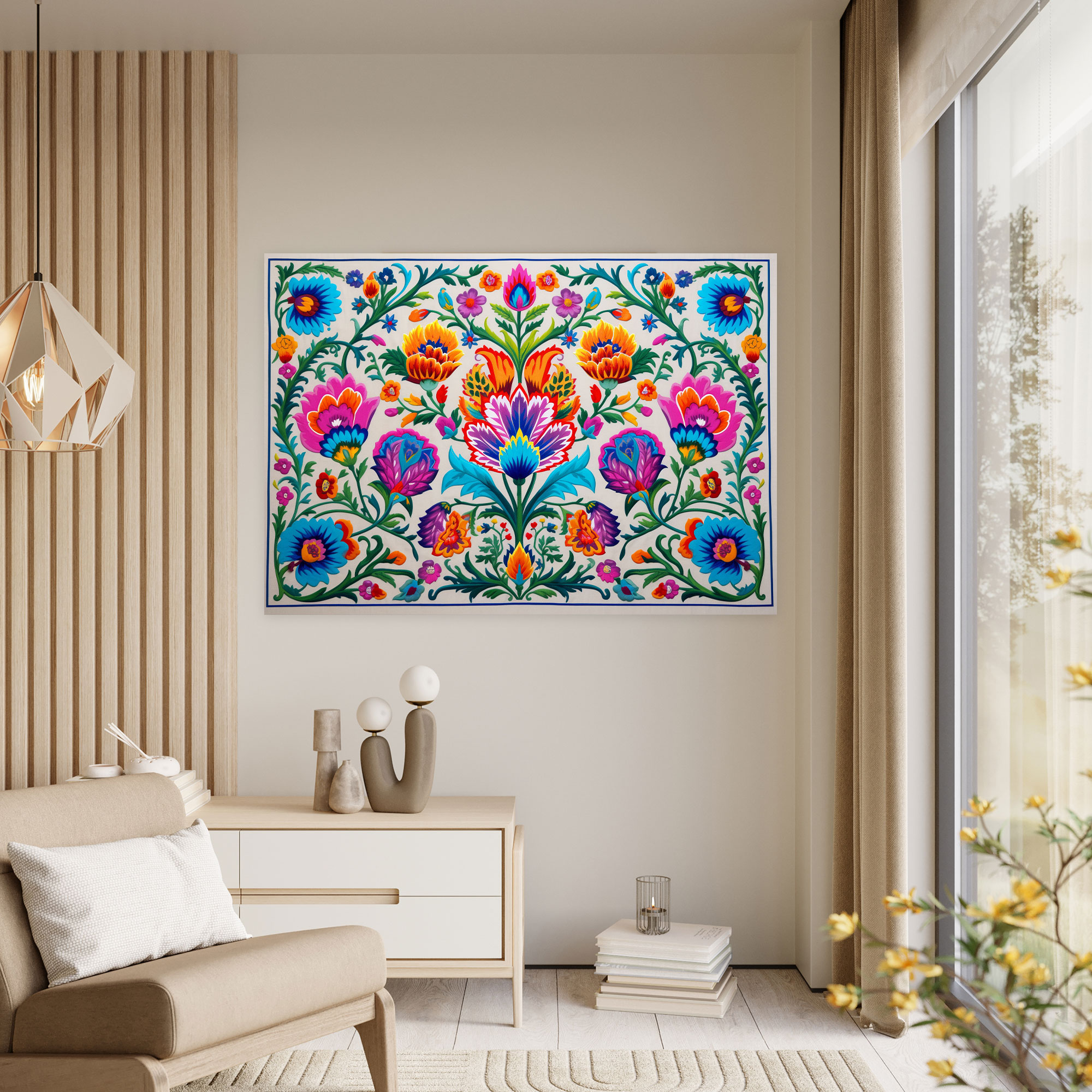 Turkish Carpet Pattern Canvas Print - Turkish Carpet, Bold Colors, Canvas Print, Home Decoration