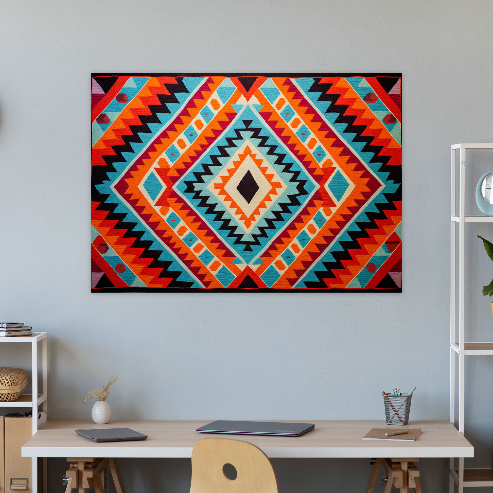 Geometrik Türk Halı Deseni Duvar Dekorasyonu - Türk Halısı Deseni Duvar Dekorasyonu Ev Dekorasyonu