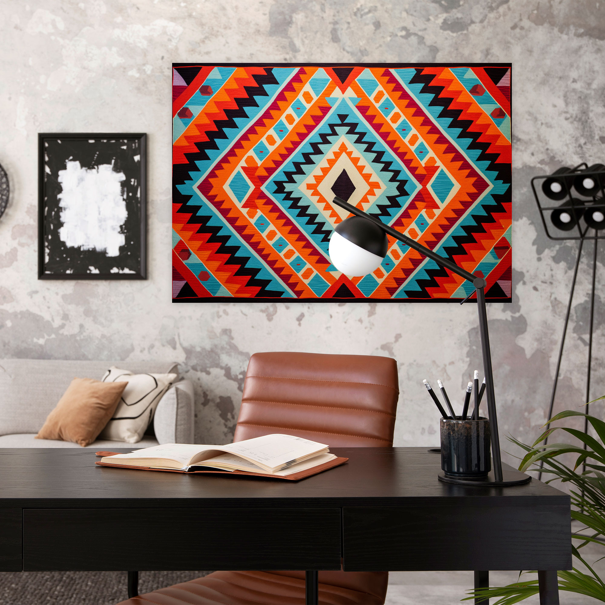 Geometrik Türk Halı Deseni Duvar Dekorasyonu - Türk Halısı Deseni Duvar Dekorasyonu Ev Dekorasyonu