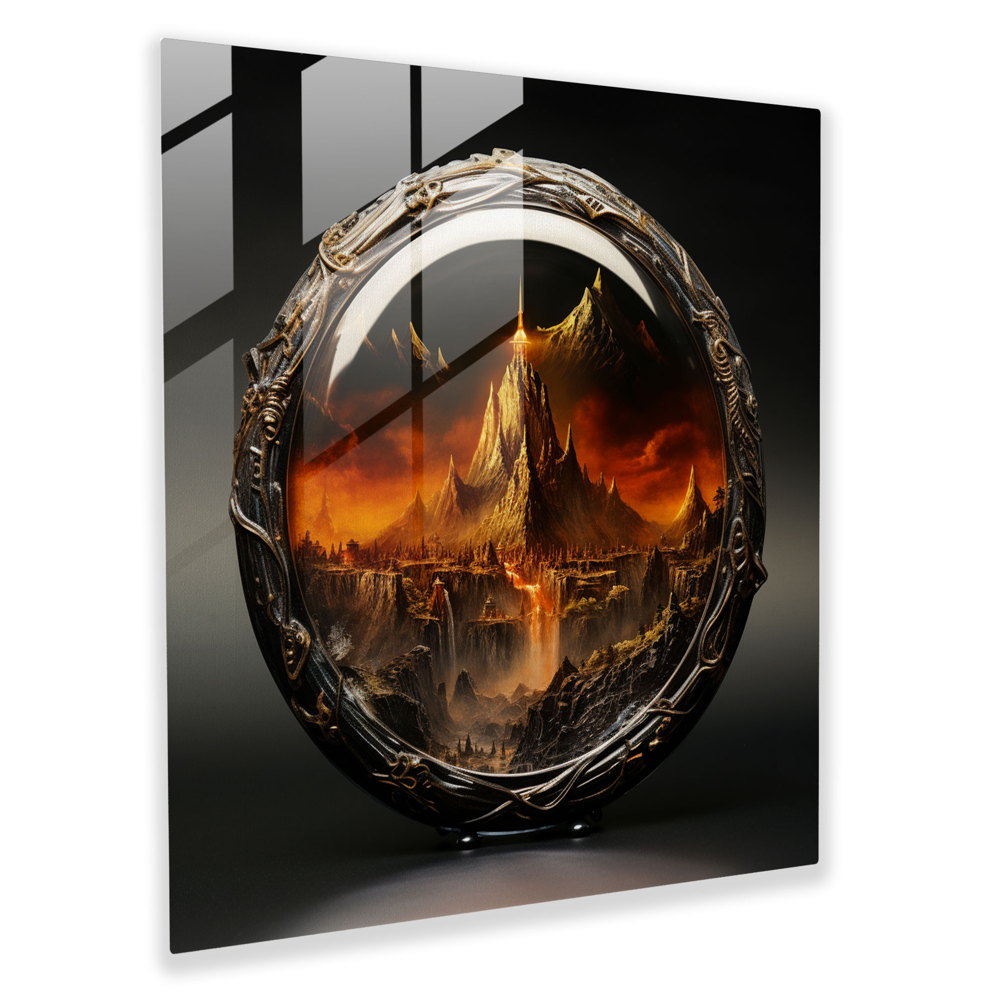 The Lord Of The Rings Glass Print - The Lord Of The Rings, Modern Art, Mount Doom, Rings Of Power