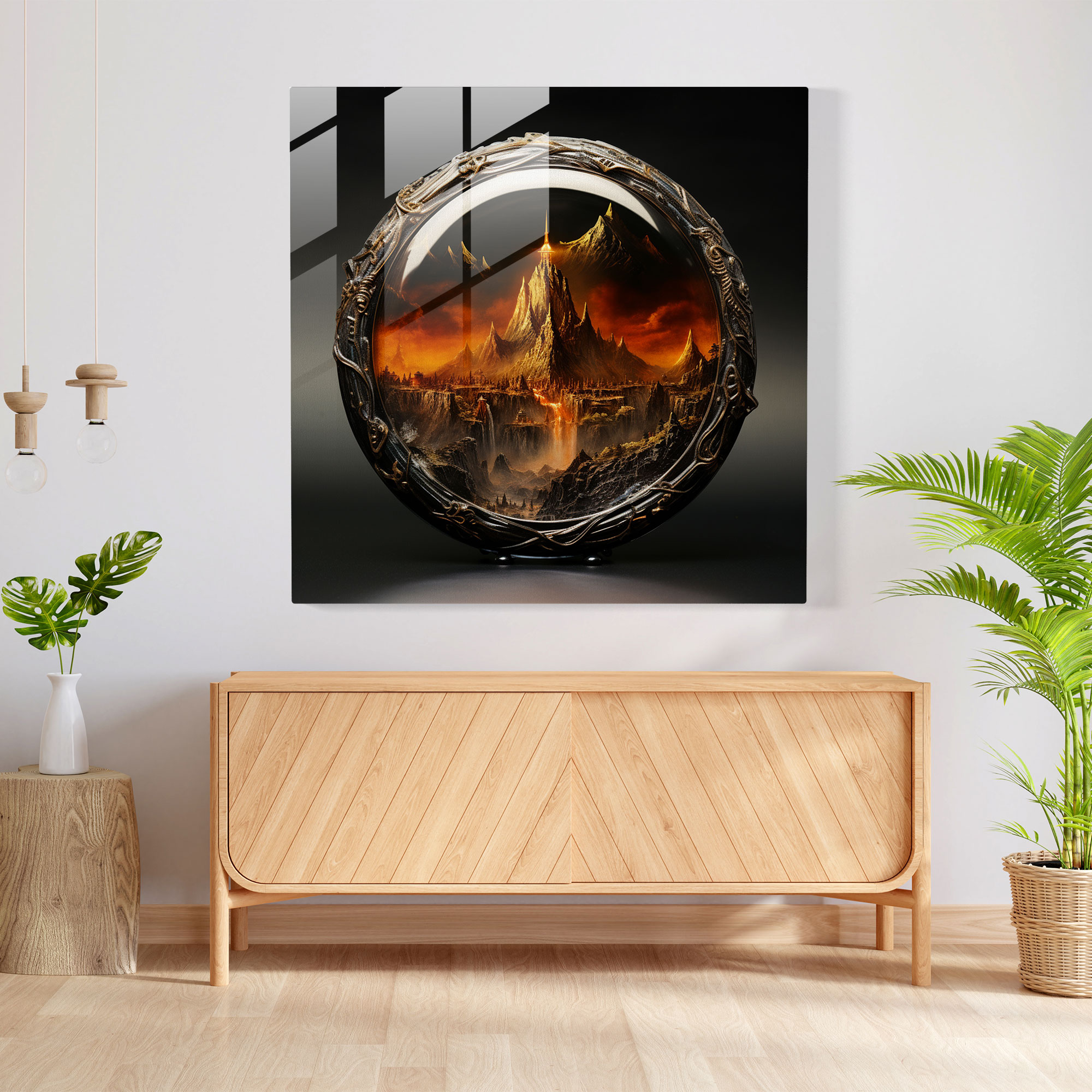 The Lord Of The Rings Glass Print - The Lord Of The Rings, Modern Art, Mount Doom, Rings Of Power