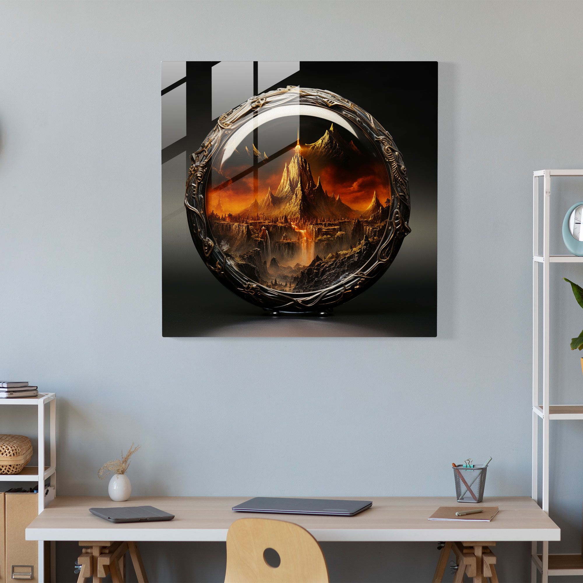 The Lord Of The Rings Glass Print - The Lord Of The Rings, Modern Art, Mount Doom, Rings Of Power