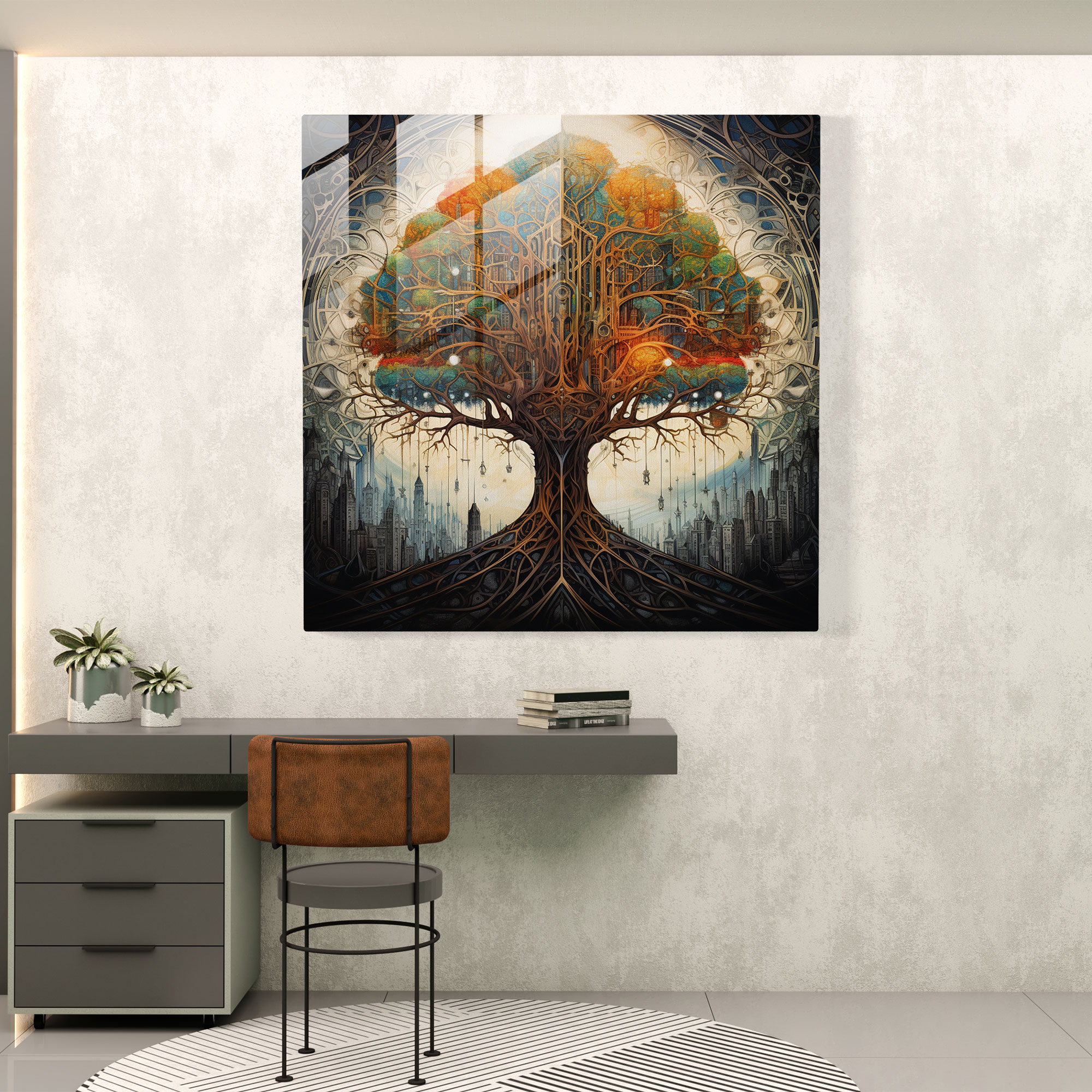 Gondor Ağacı Cam Tablo - Yüzüklerin Efendisi Modern Sanat Cam Tablo Duvar Dekorasyonu
