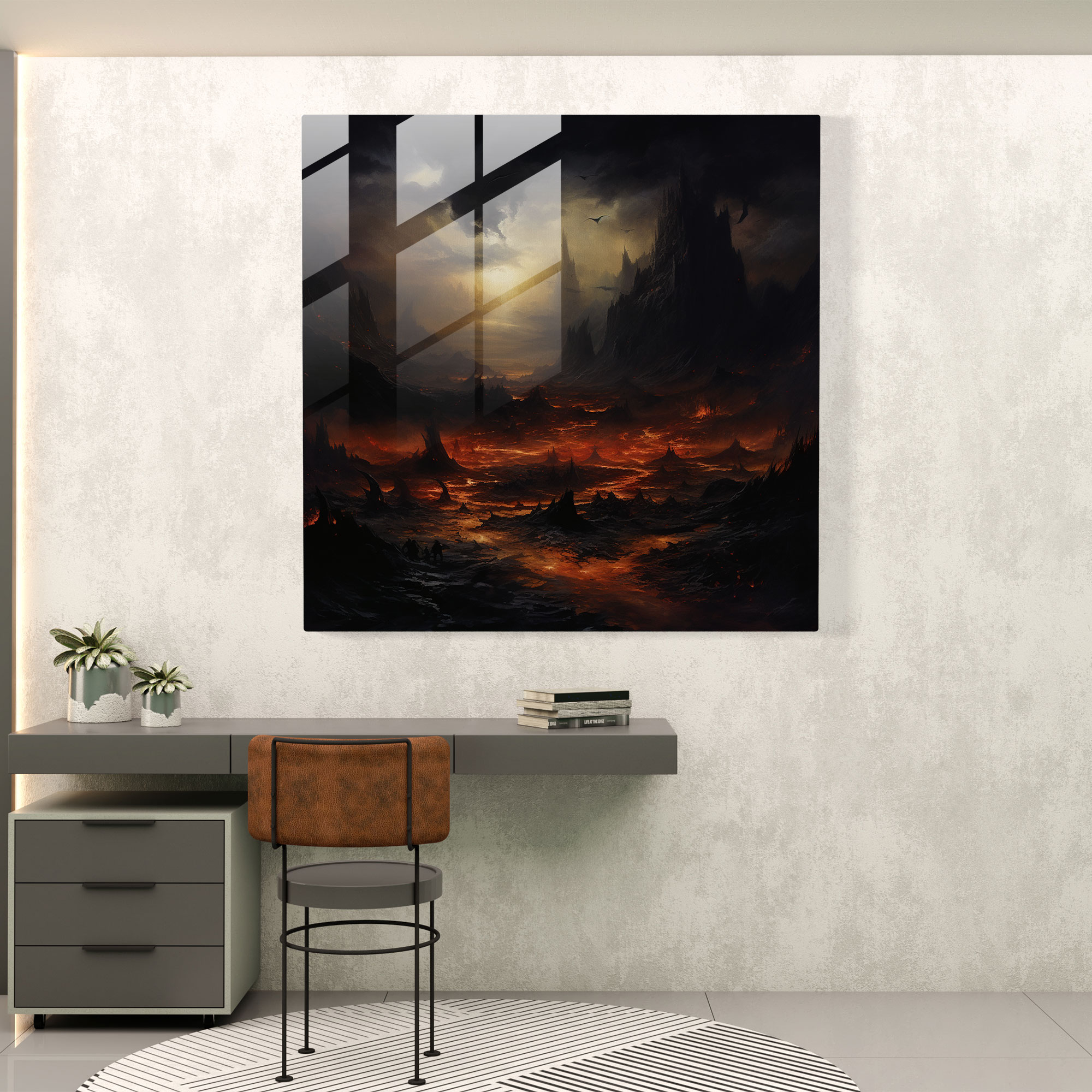Yüzüklerin Efendisi Cam Tablo - Mordor'un Yıkımı - Modern Sanat Felaket