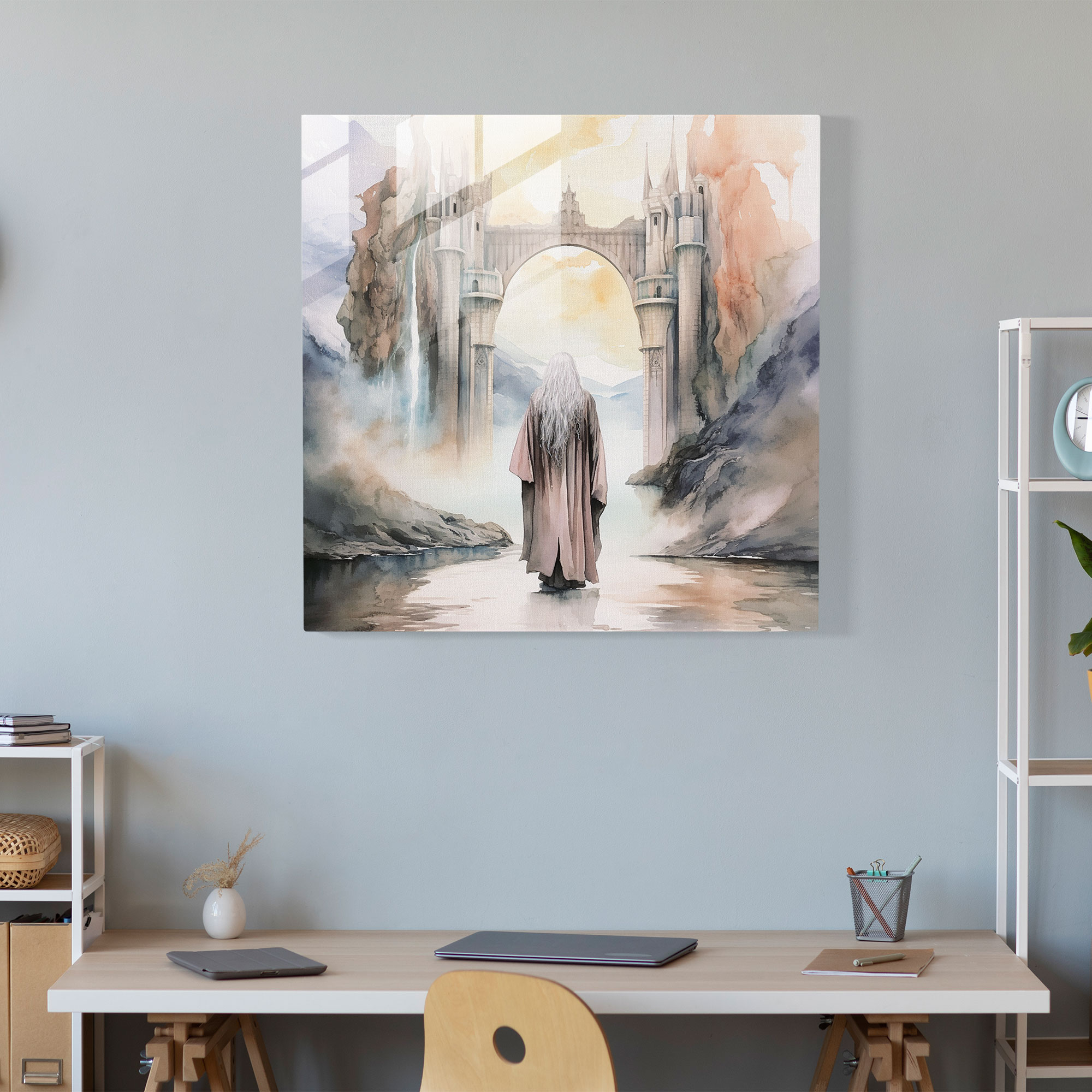 The Lord Of The Rings Glass Wall Art - Watercolor Illustration - The Lord Of The Rings, Glass Print, Watercolor Illustration, Minas Tirith