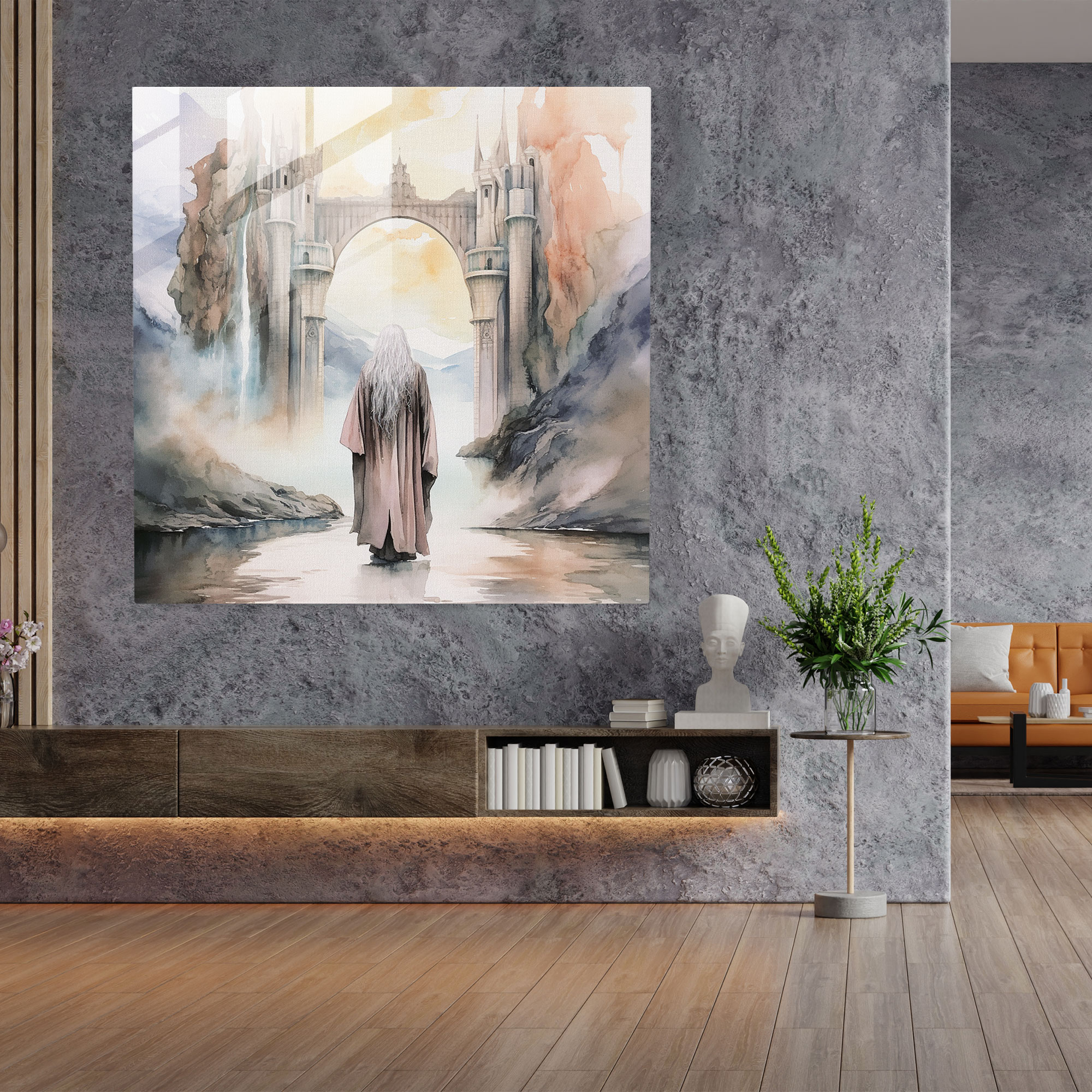 The Lord Of The Rings Glass Wall Art - Watercolor Illustration - The Lord Of The Rings, Glass Print, Watercolor Illustration, Minas Tirith