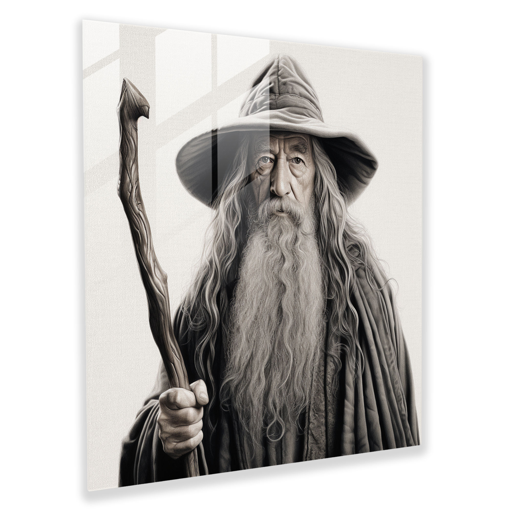 Lord Of The Rings Glass Print - Iconic Gandalf The Grey - The Lord Of The Rings, Modern Art, Gandalf The Grey, Glass Print