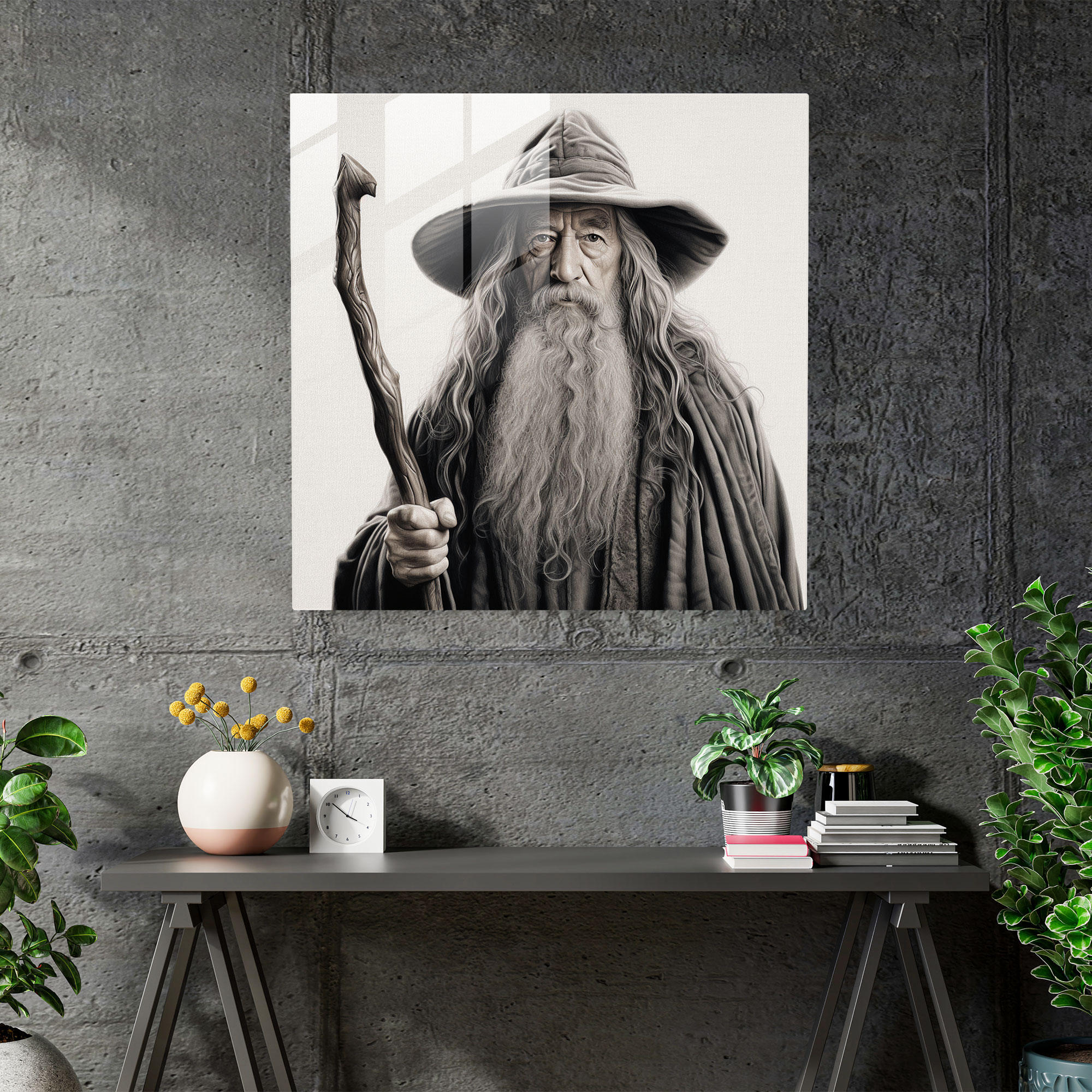 Lord Of The Rings Glass Print - Iconic Gandalf The Grey - The Lord Of The Rings, Modern Art, Gandalf The Grey, Glass Print