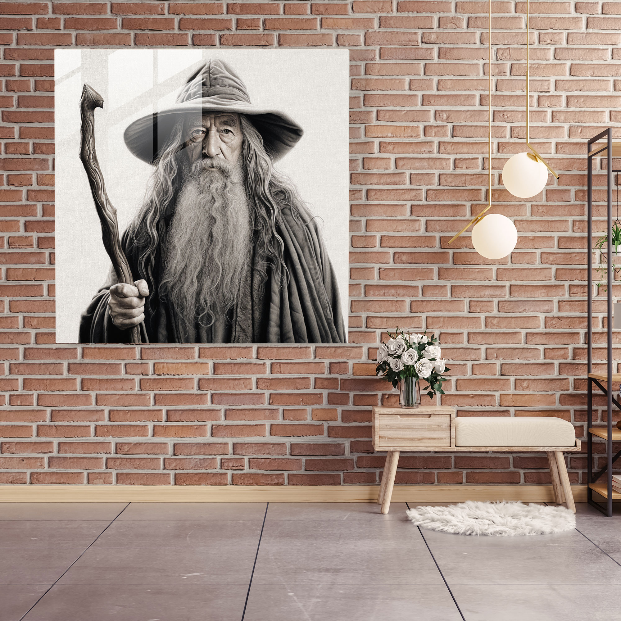 Lord Of The Rings Glass Print - Iconic Gandalf The Grey - The Lord Of The Rings, Modern Art, Gandalf The Grey, Glass Print