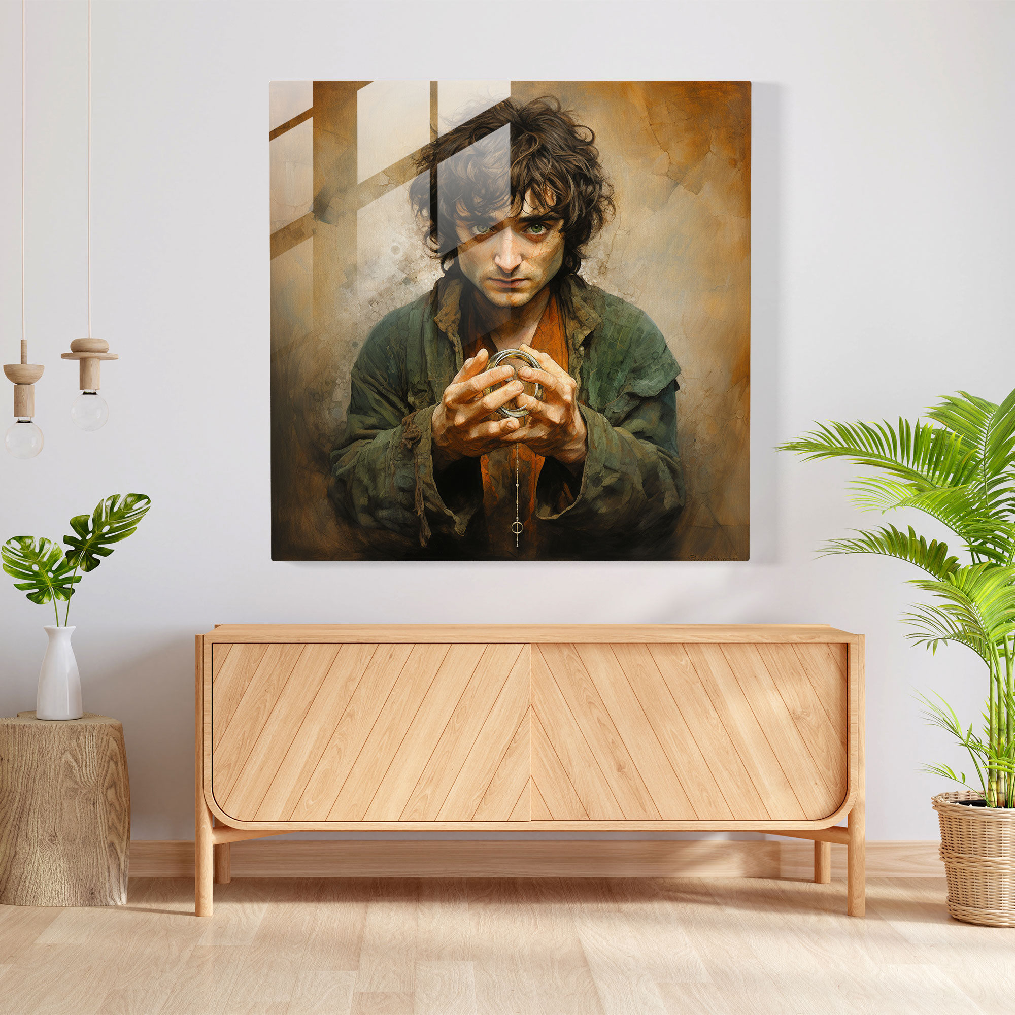 Lord Of The Rings Glass Print - Surreal Frodo And The One Ring - The Lord Of The Rings, Glass Art, Modern Art, Glass Wall Art