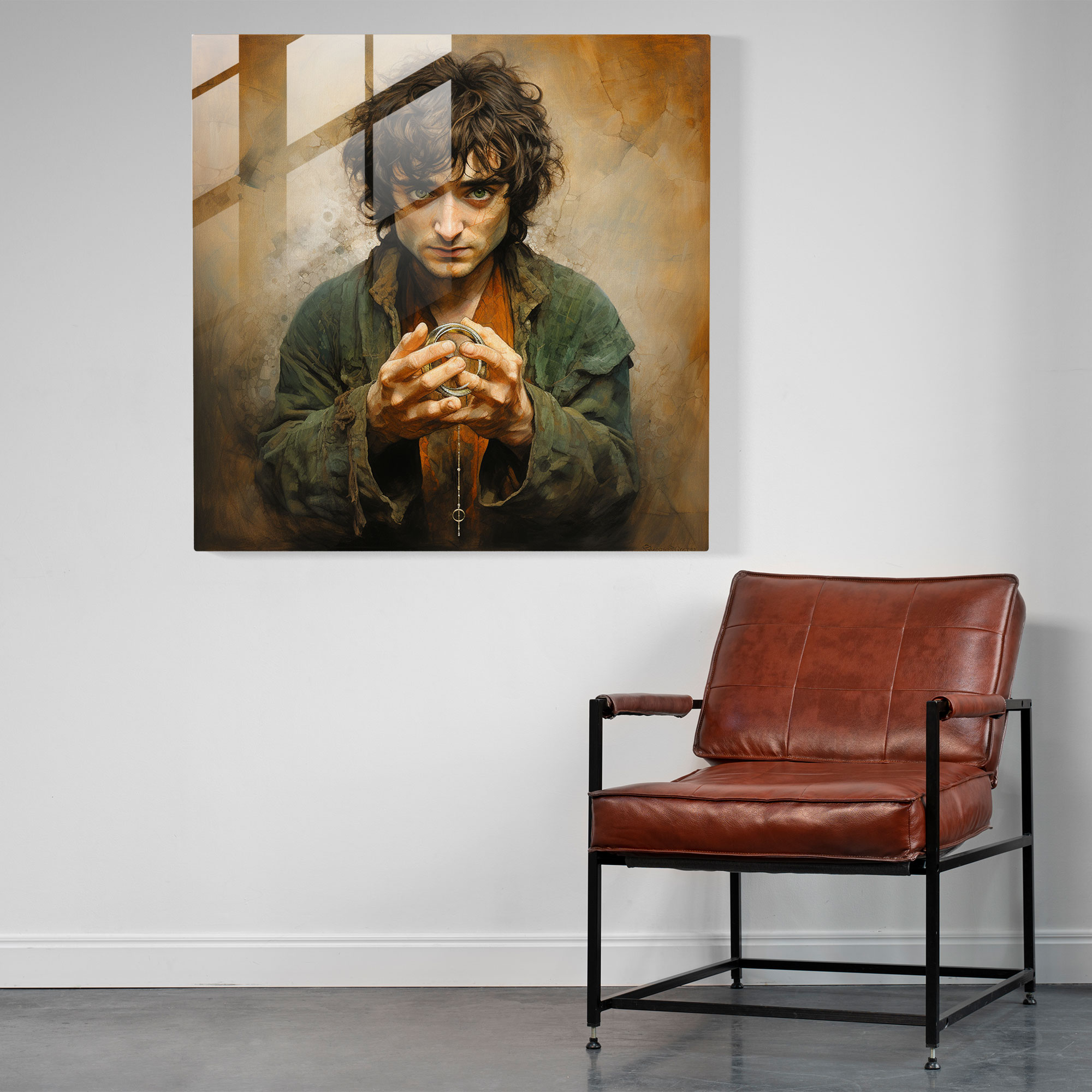 Lord Of The Rings Glass Print - Surreal Frodo And The One Ring - The Lord Of The Rings, Glass Art, Modern Art, Glass Wall Art