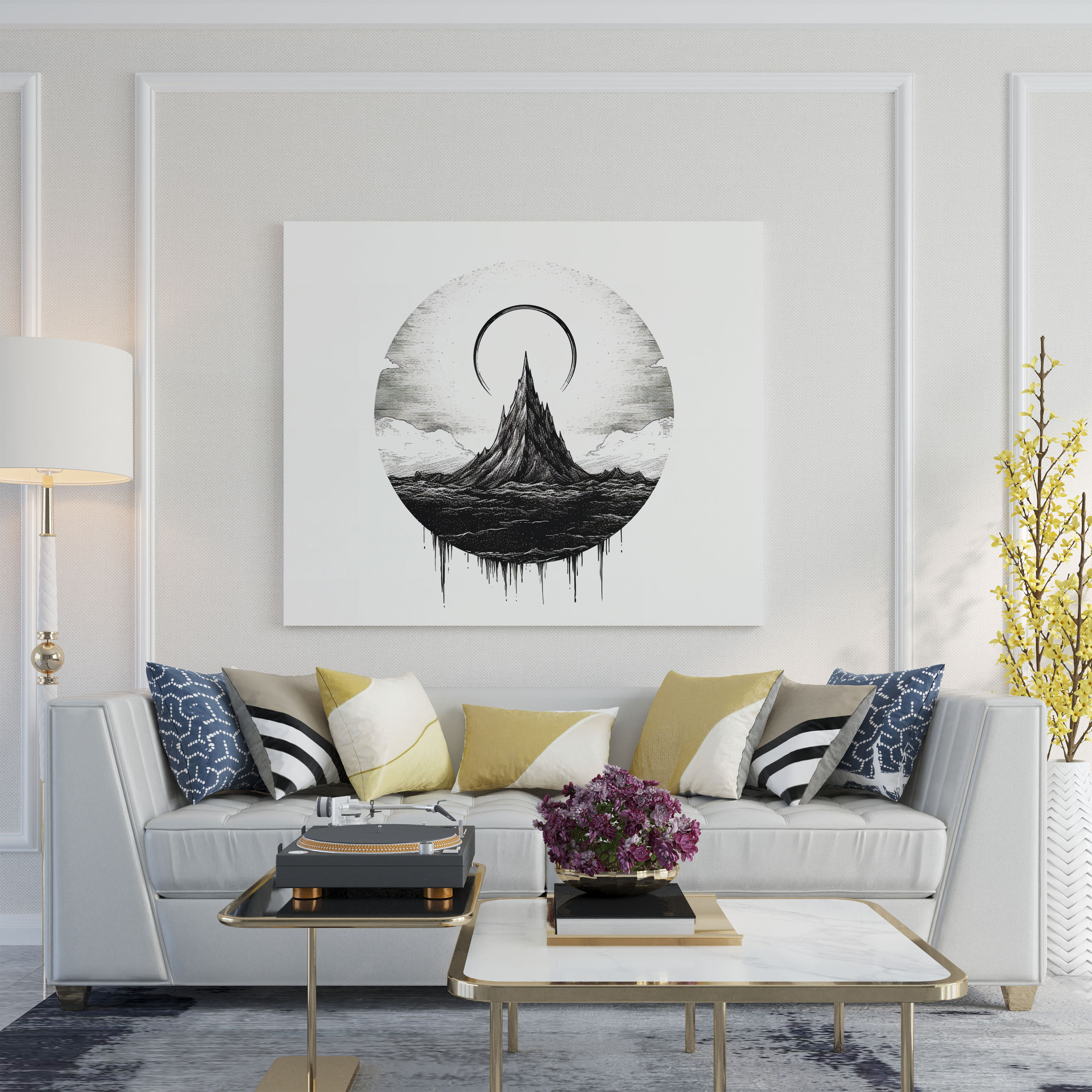The Lord Of The Rings Wall Art - Minimalist Ring And Eye Of Sauron - The Lord Of The Rings, Black And White Sketch, The Lord Of The Rings, Fantasy Art