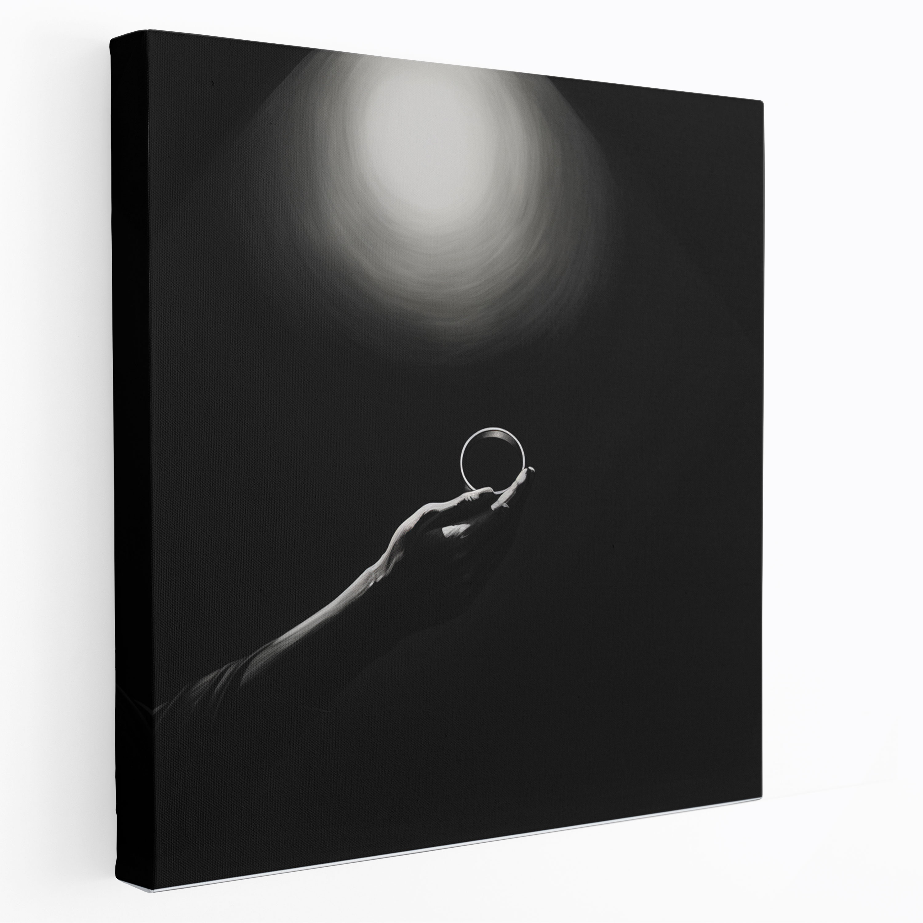 The Lord Of The Rings Wall Art - Minimalist Ring Canvas Print - The Lord Of The Rings, Dark Shadows, Iconic Ring, Black And White Sketch