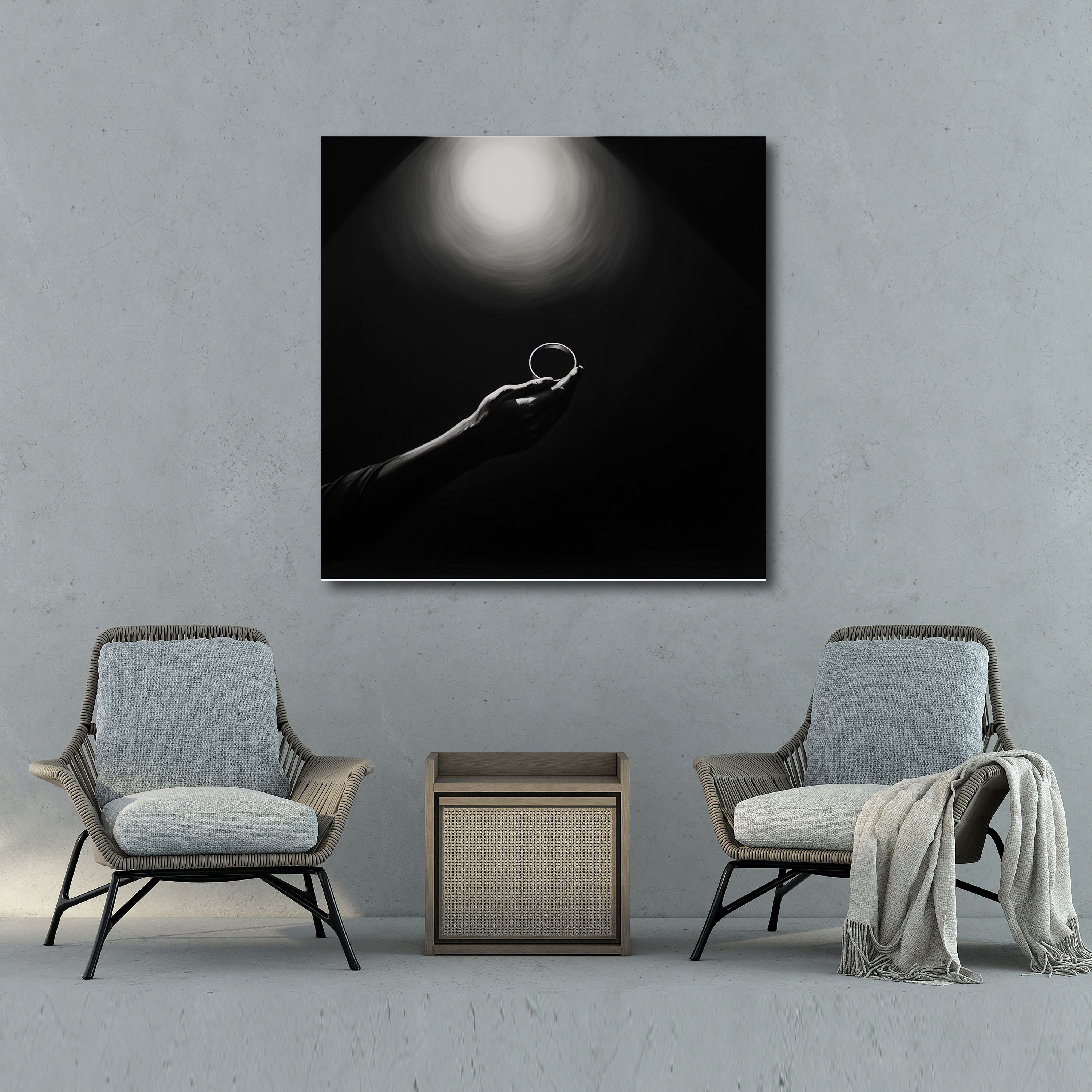 The Lord Of The Rings Wall Art - Minimalist Ring Canvas Print - The Lord Of The Rings, Dark Shadows, Iconic Ring, Black And White Sketch